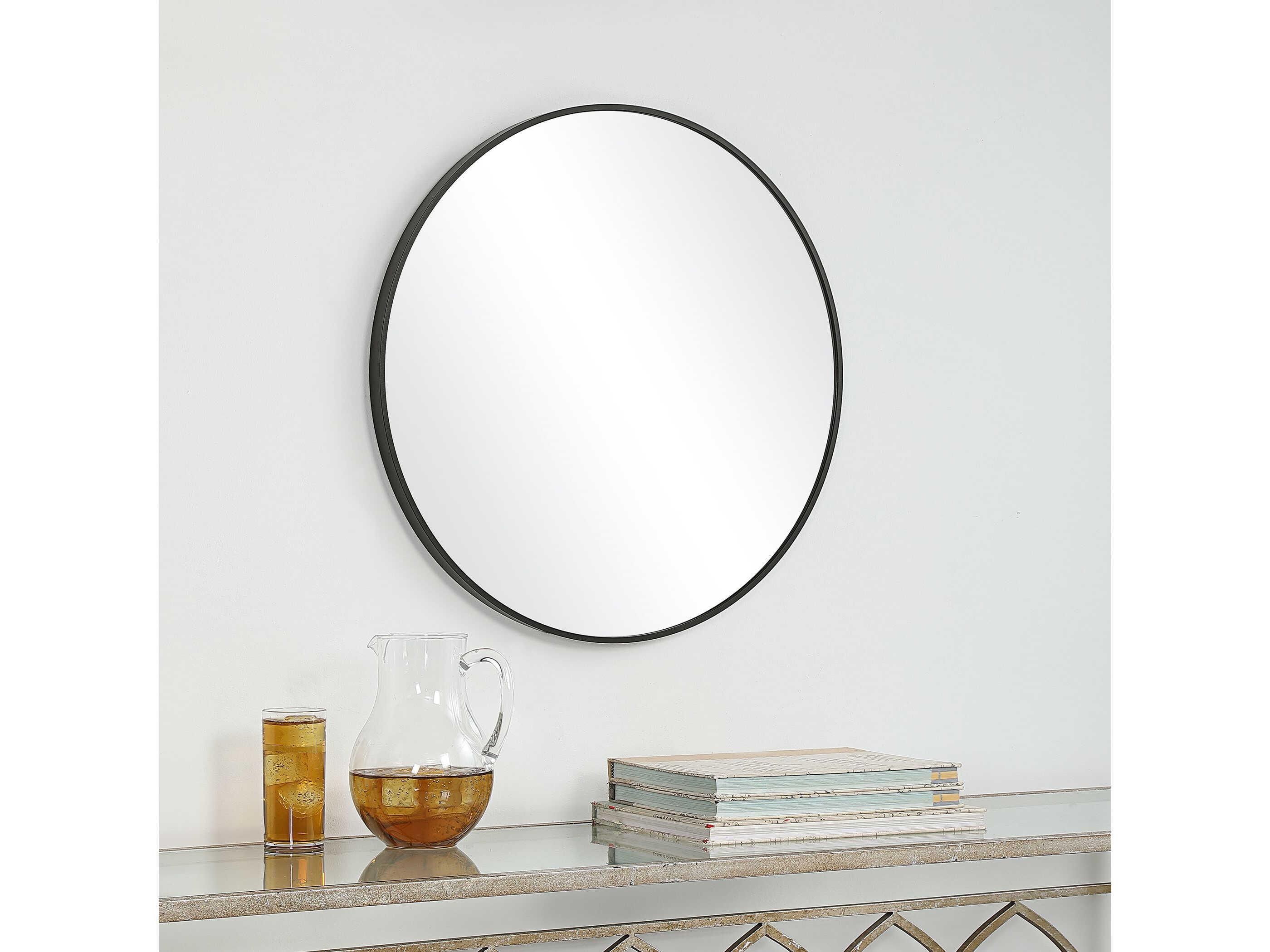Luxecor Illumination Satin Black Round Wall Mirror
