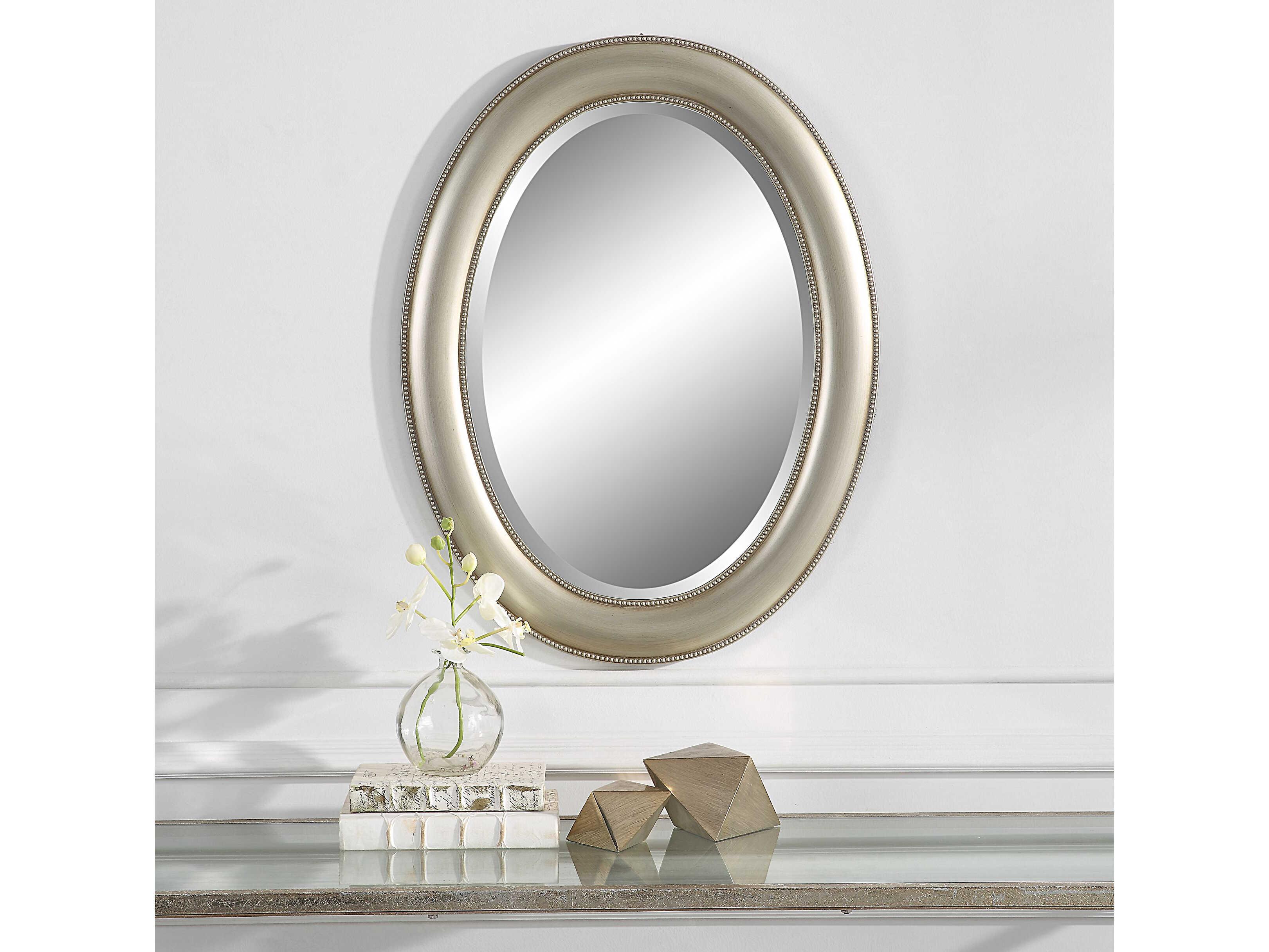 Luxecor Illumination Metallic Silver Oval Wall Mirror