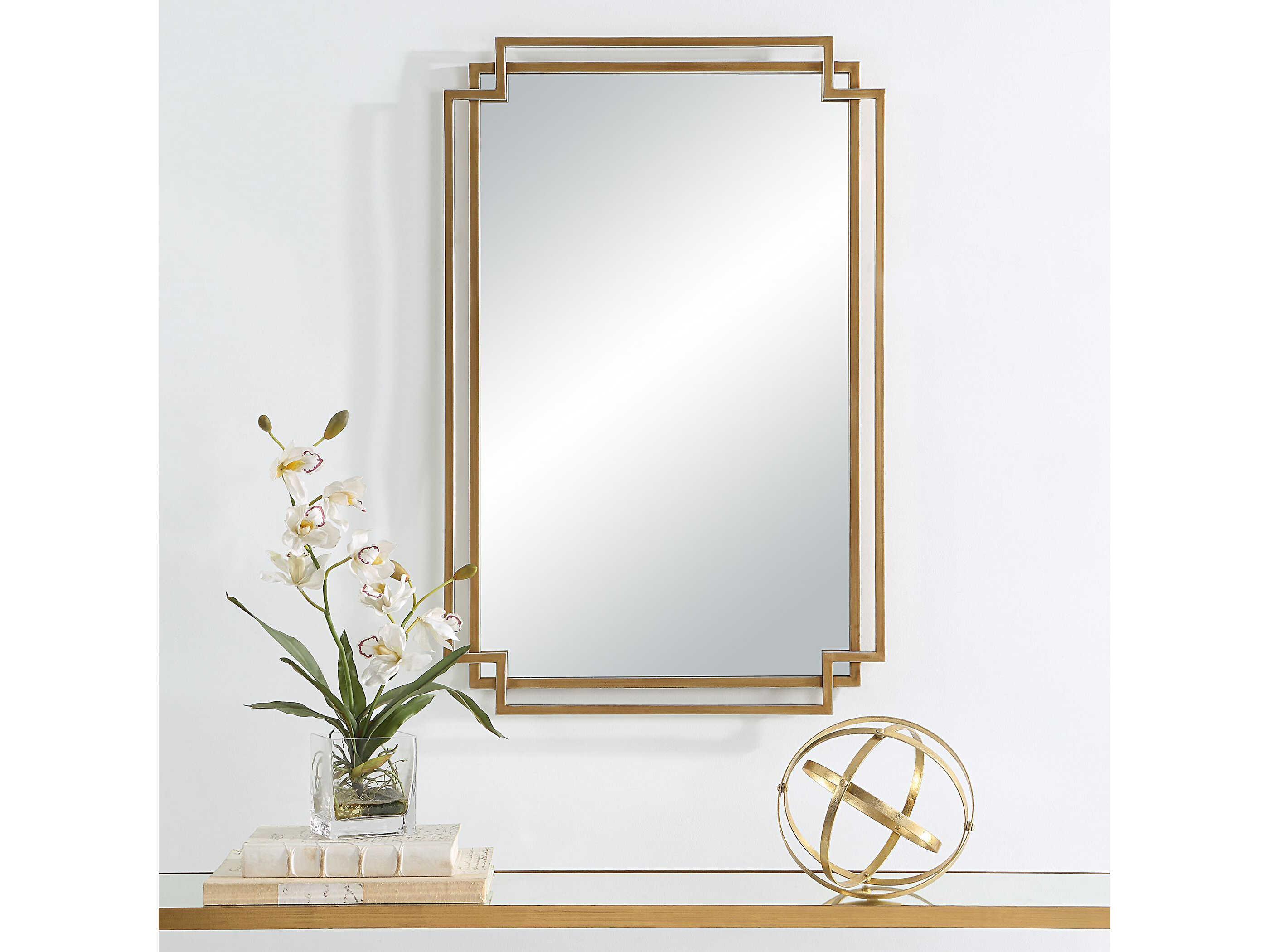 Luxecor Illumination Brushed Gold Rectangular Wall Mirror