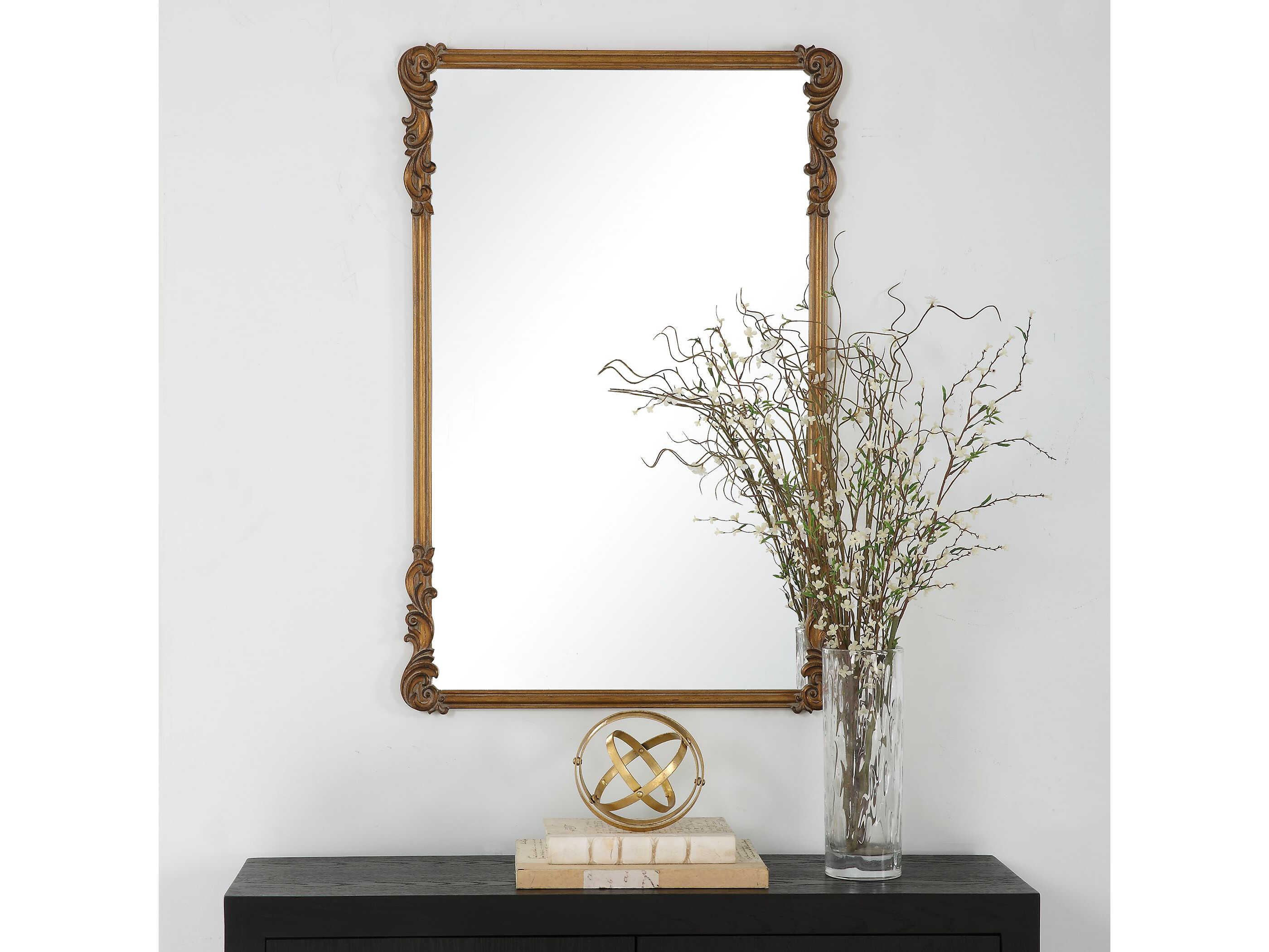 Luxecor Illumination Antique Gold Rectangular Wall Mirror