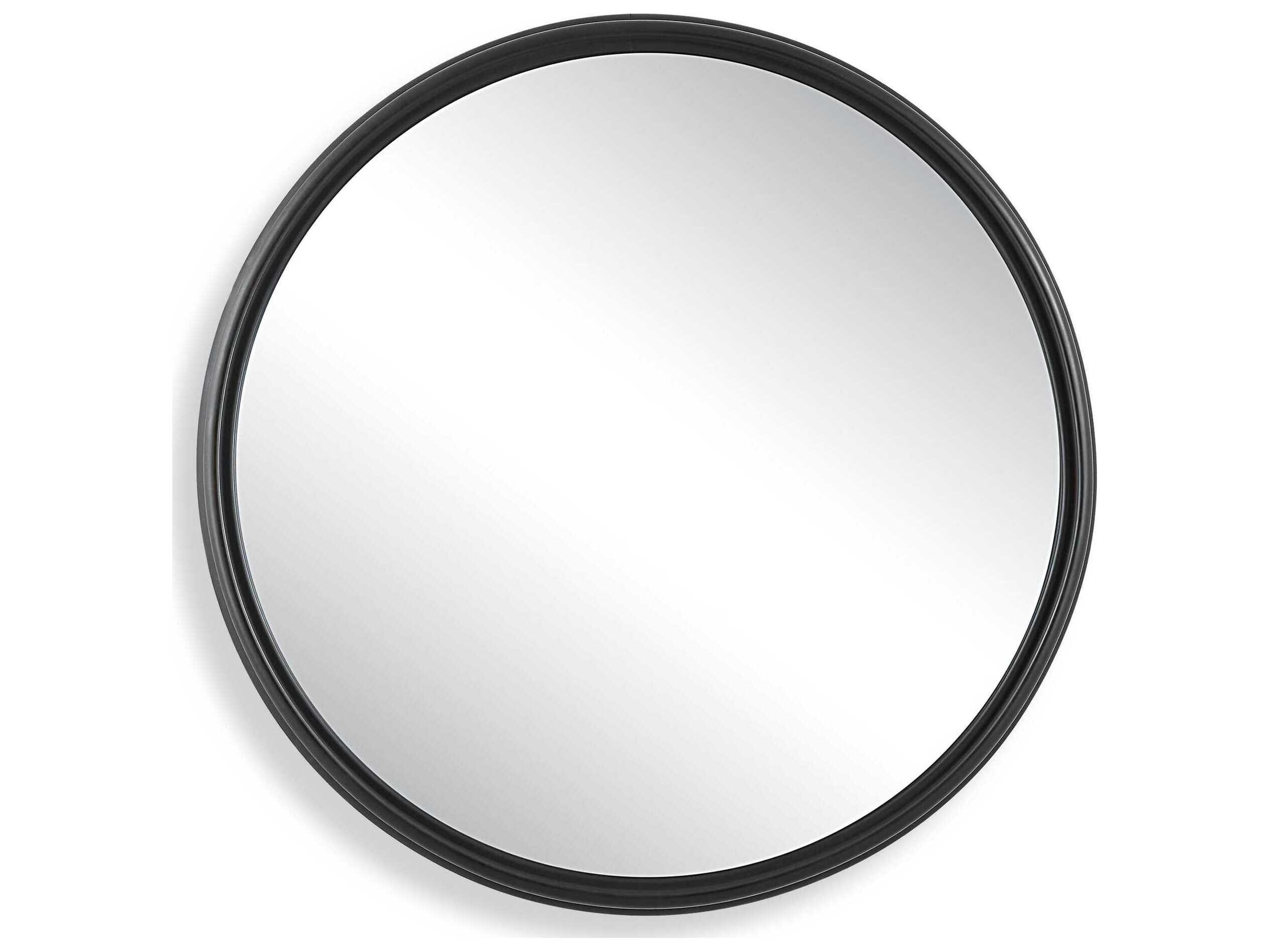 Luxecor Illumination Matte Black Round Wall Mirror