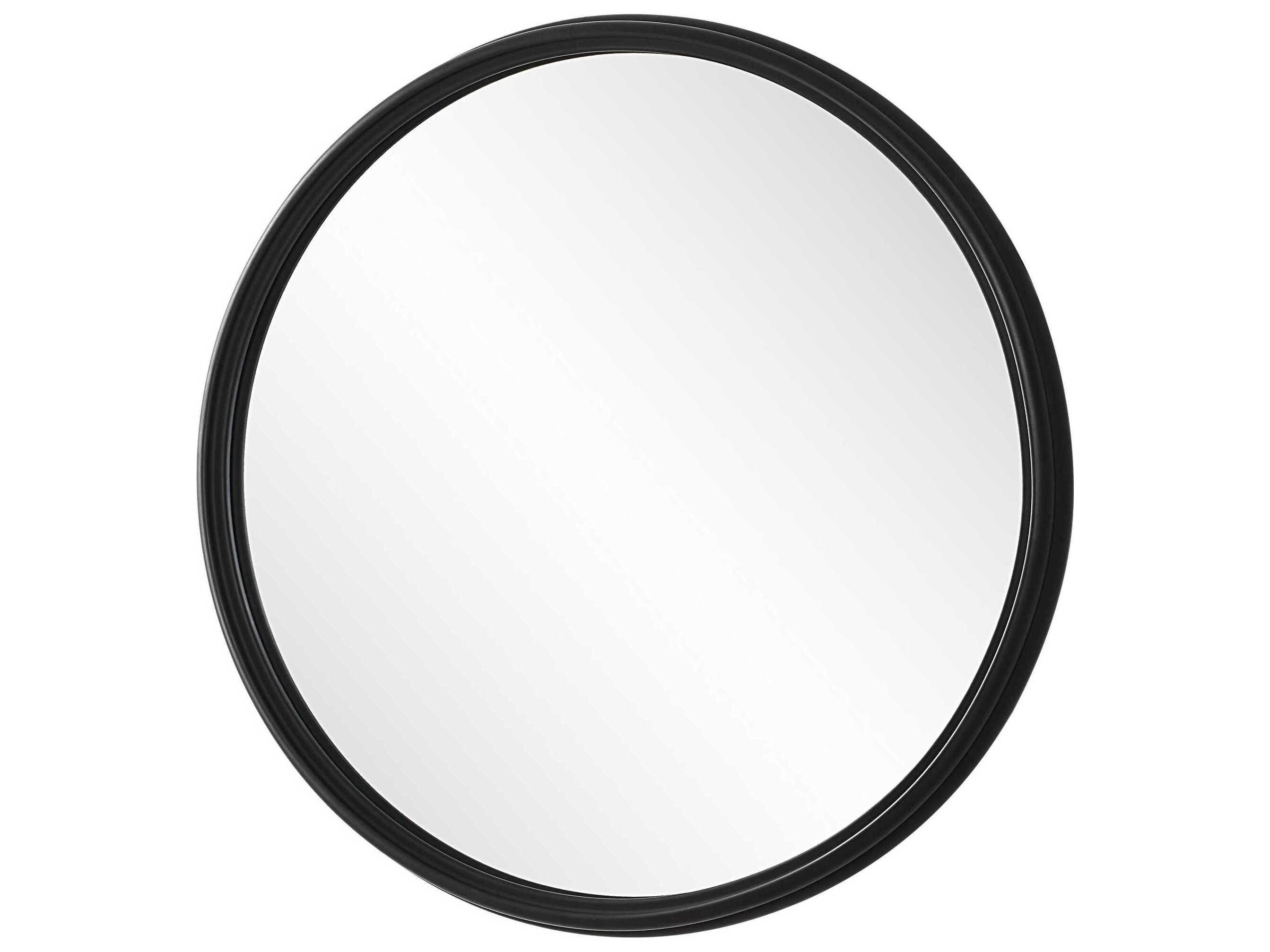 Luxecor Illumination Matte Black Round Wall Mirror