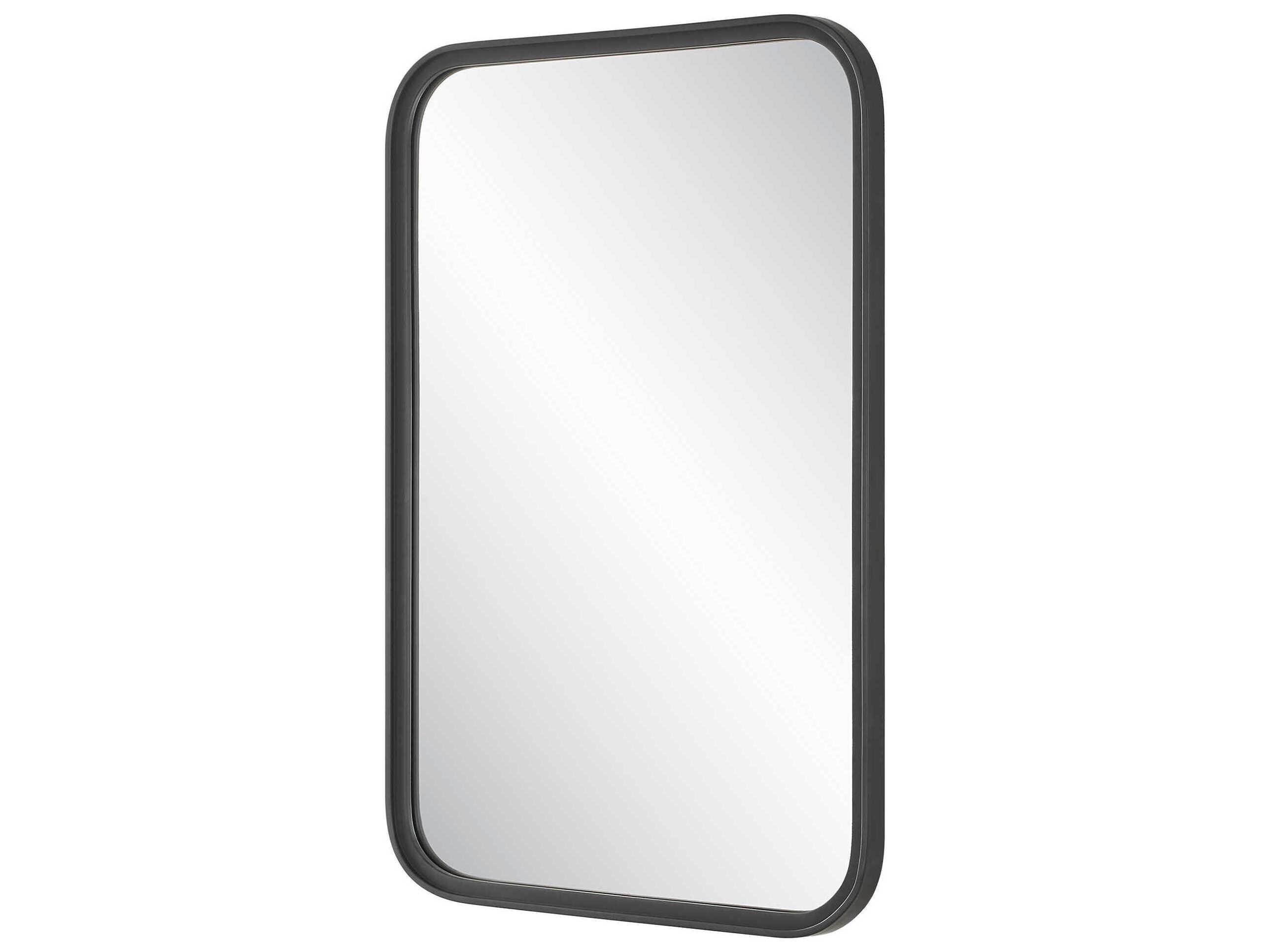 Luxecor Illumination Matte Black Rectangular Wall Mirror
