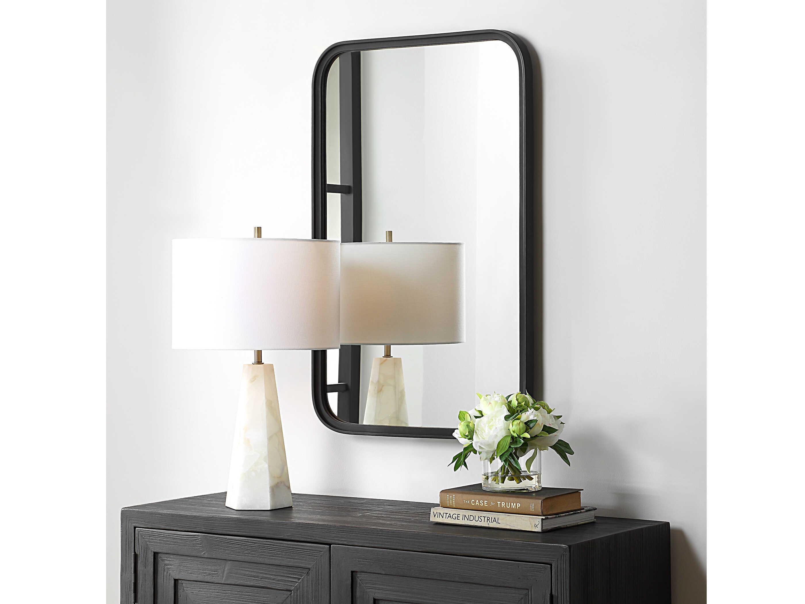 Luxecor Illumination Matte Black Rectangular Wall Mirror