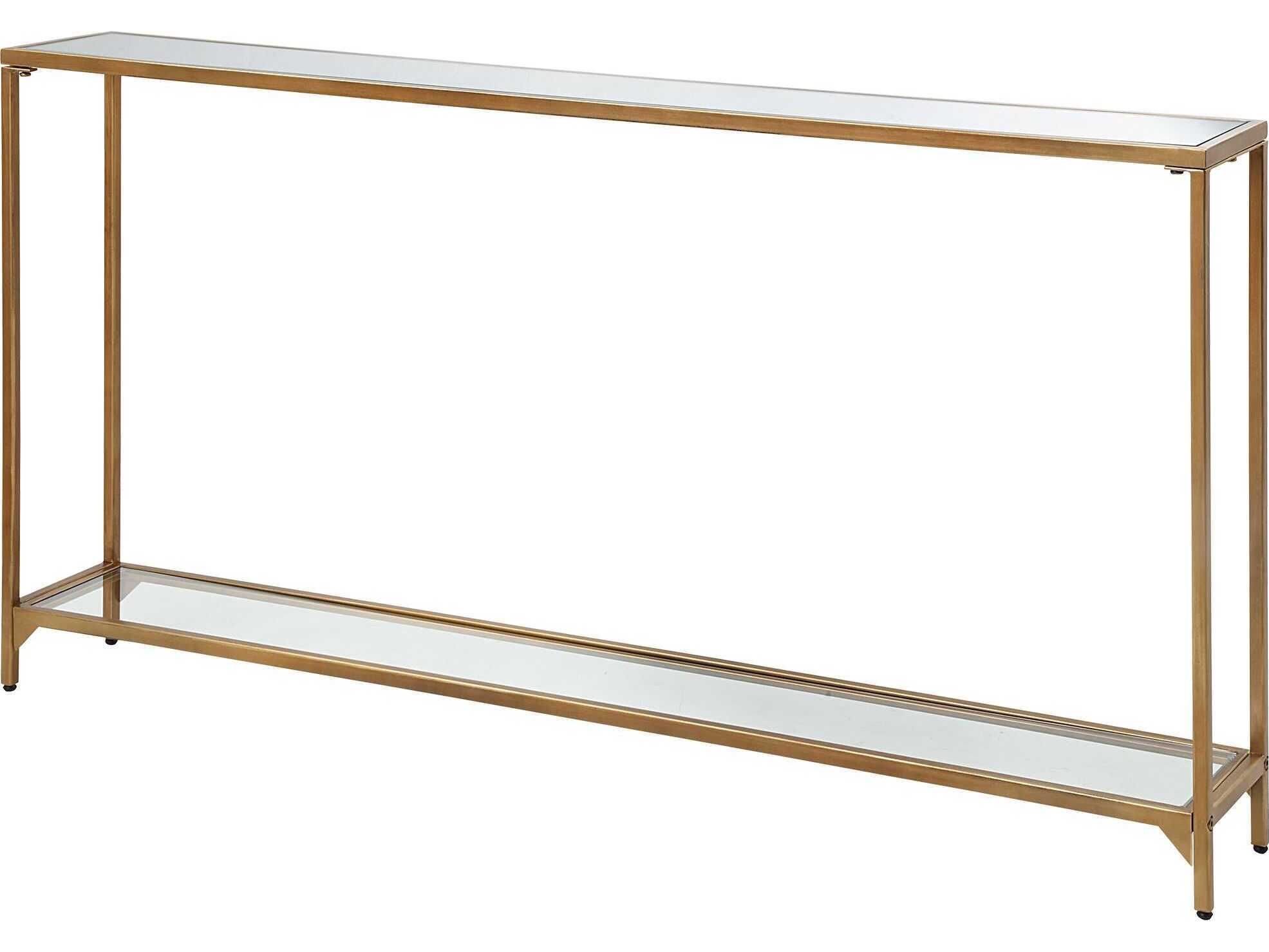 Luxecor Illumination Rectangular Mirror Warm Gold Console Table