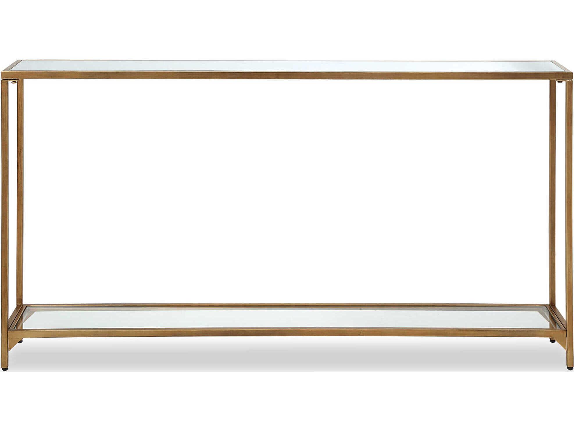 Luxecor Illumination Rectangular Mirror Warm Gold Console Table