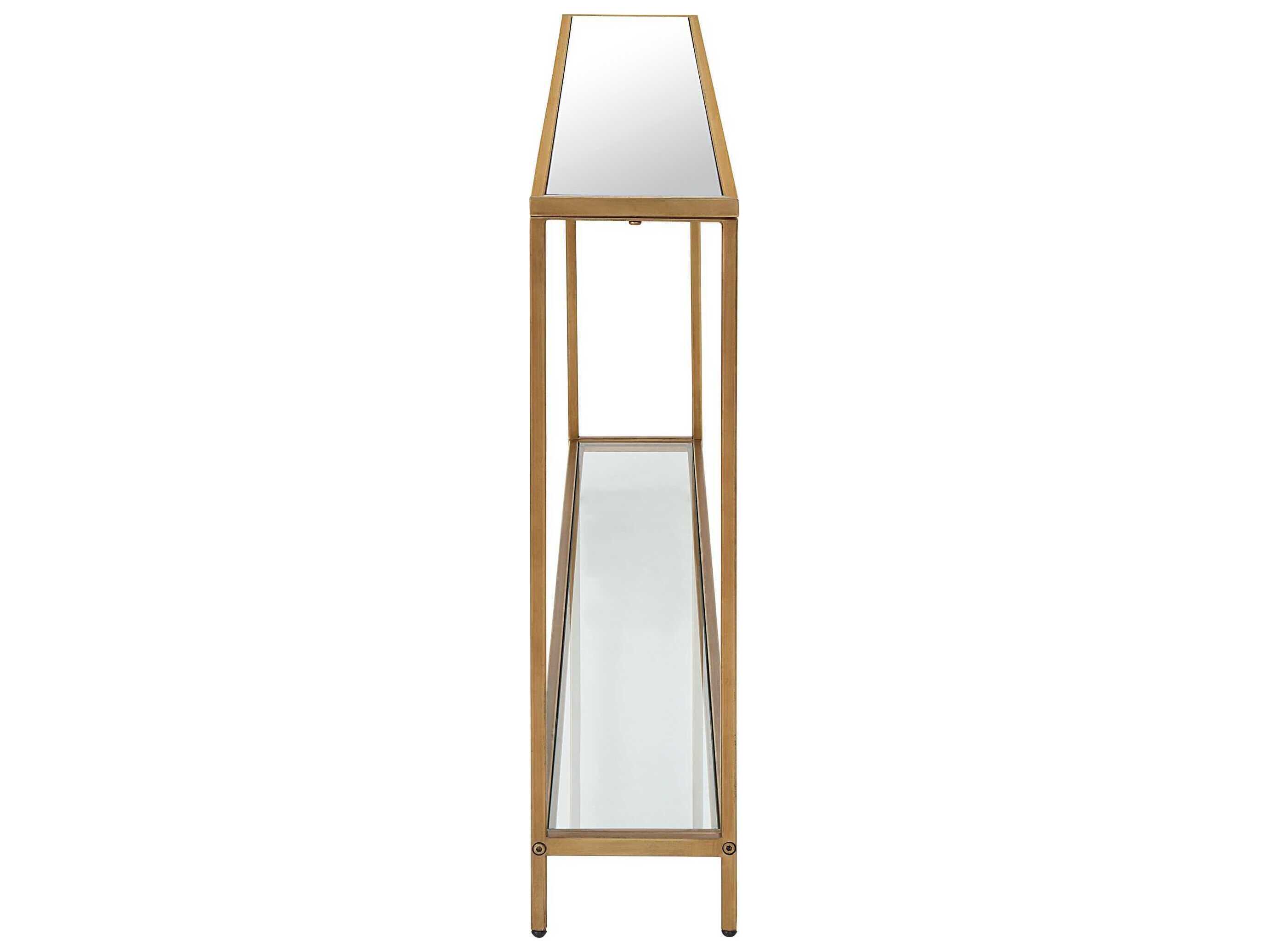 Luxecor Illumination Rectangular Mirror Warm Gold Console Table