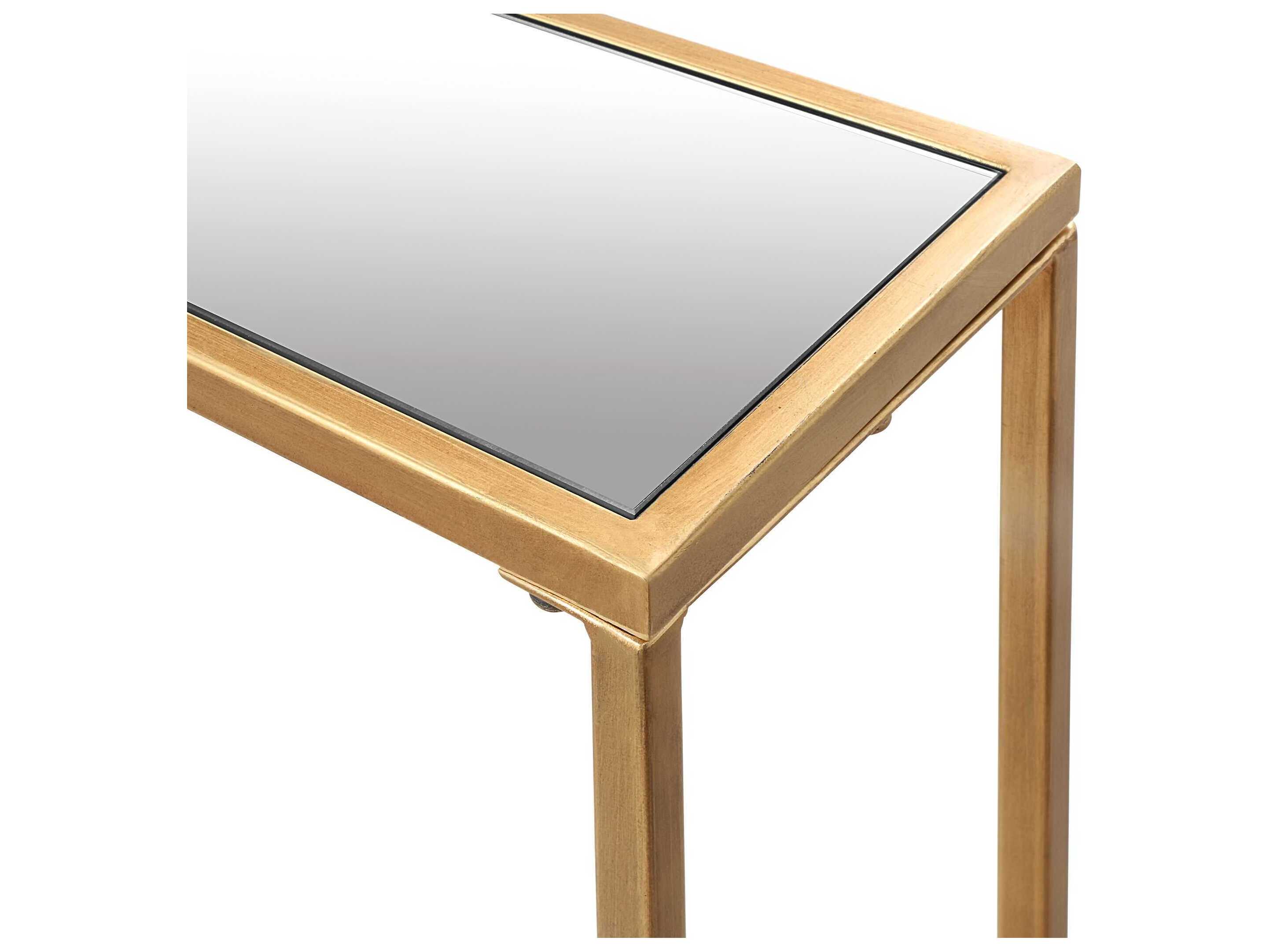 Luxecor Illumination Rectangular Mirror Warm Gold Console Table