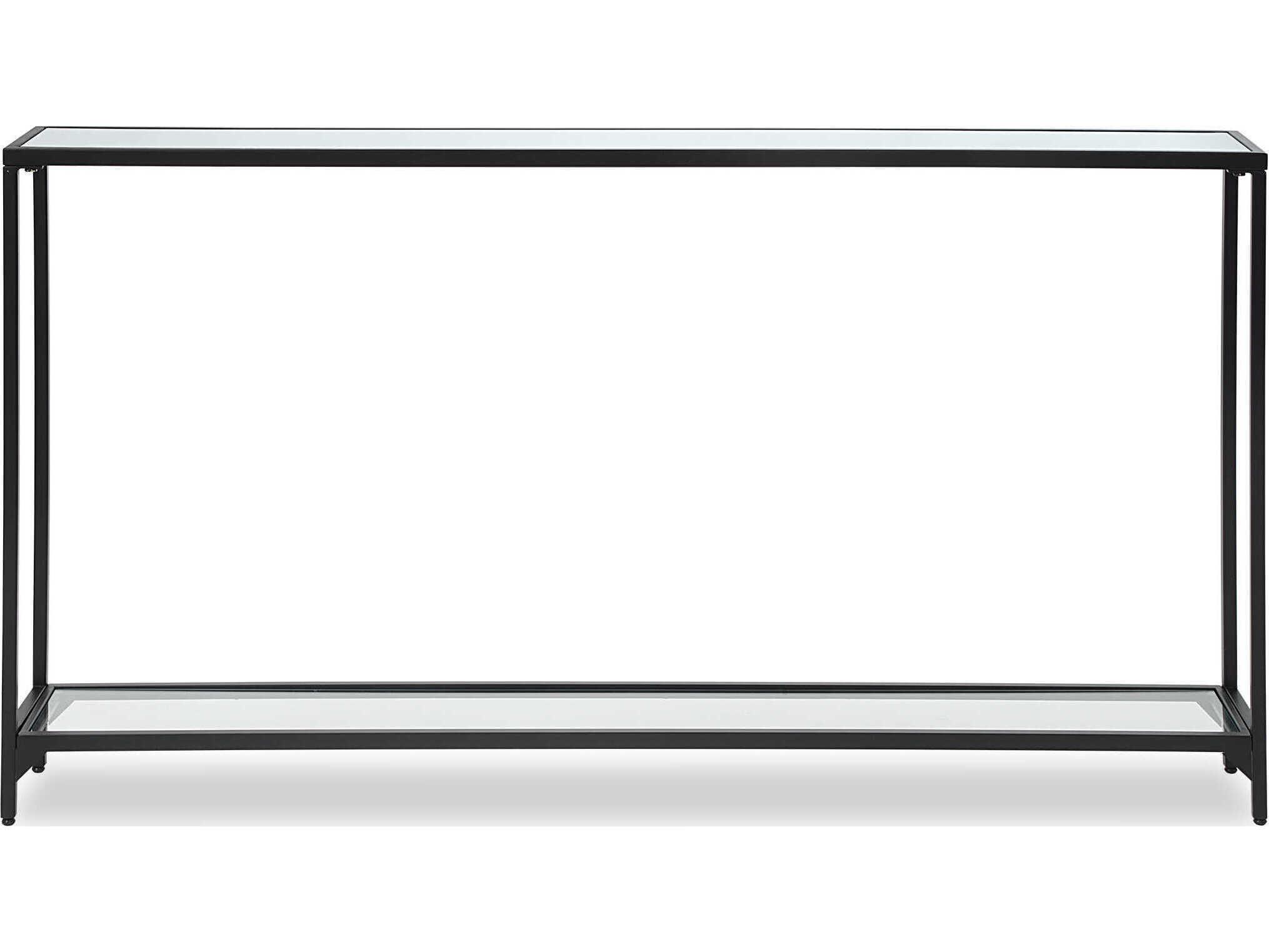 Luxecor Illumination Rectangular Mirror Satin Black Console Table