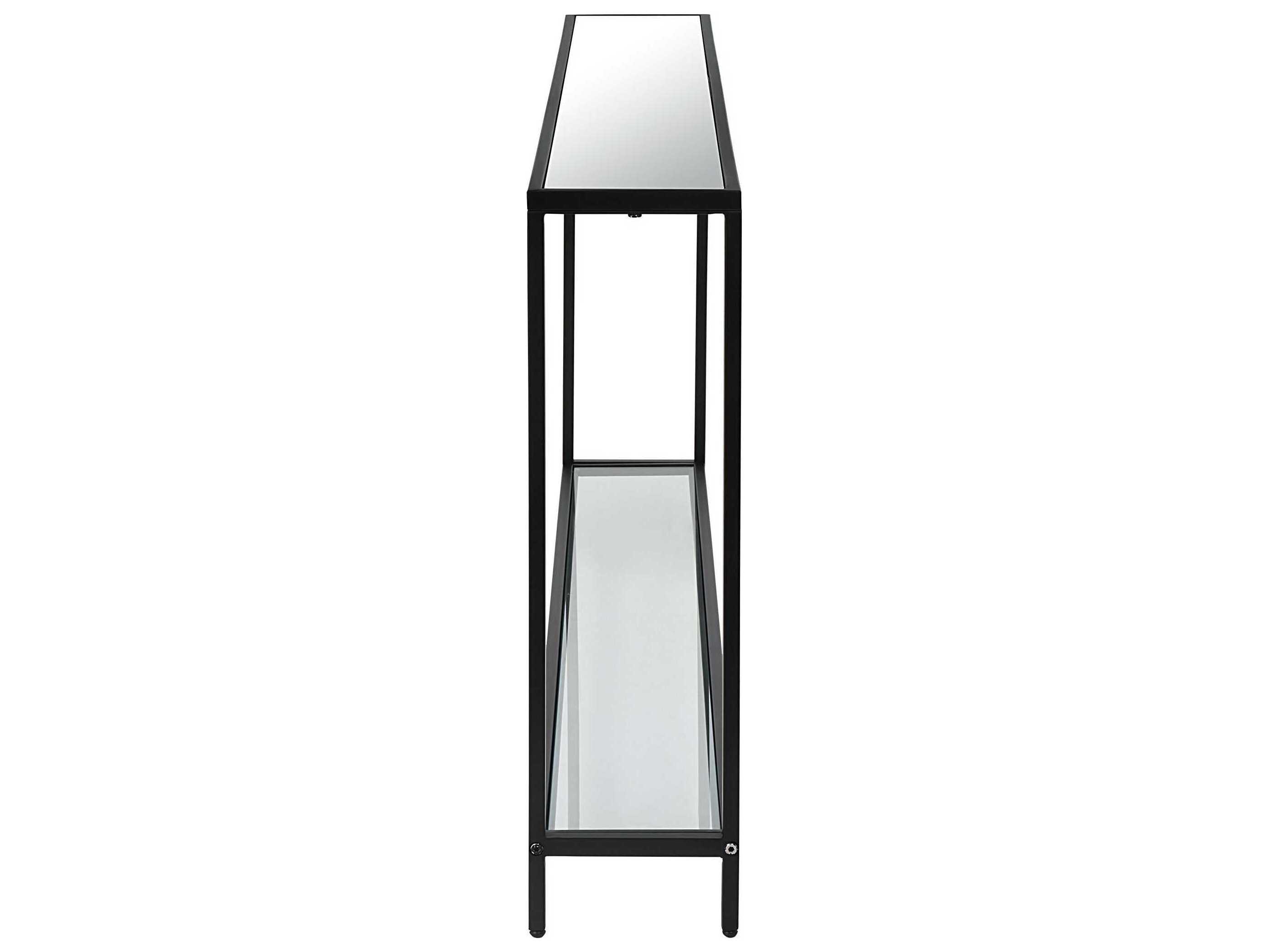 Luxecor Illumination Rectangular Mirror Satin Black Console Table