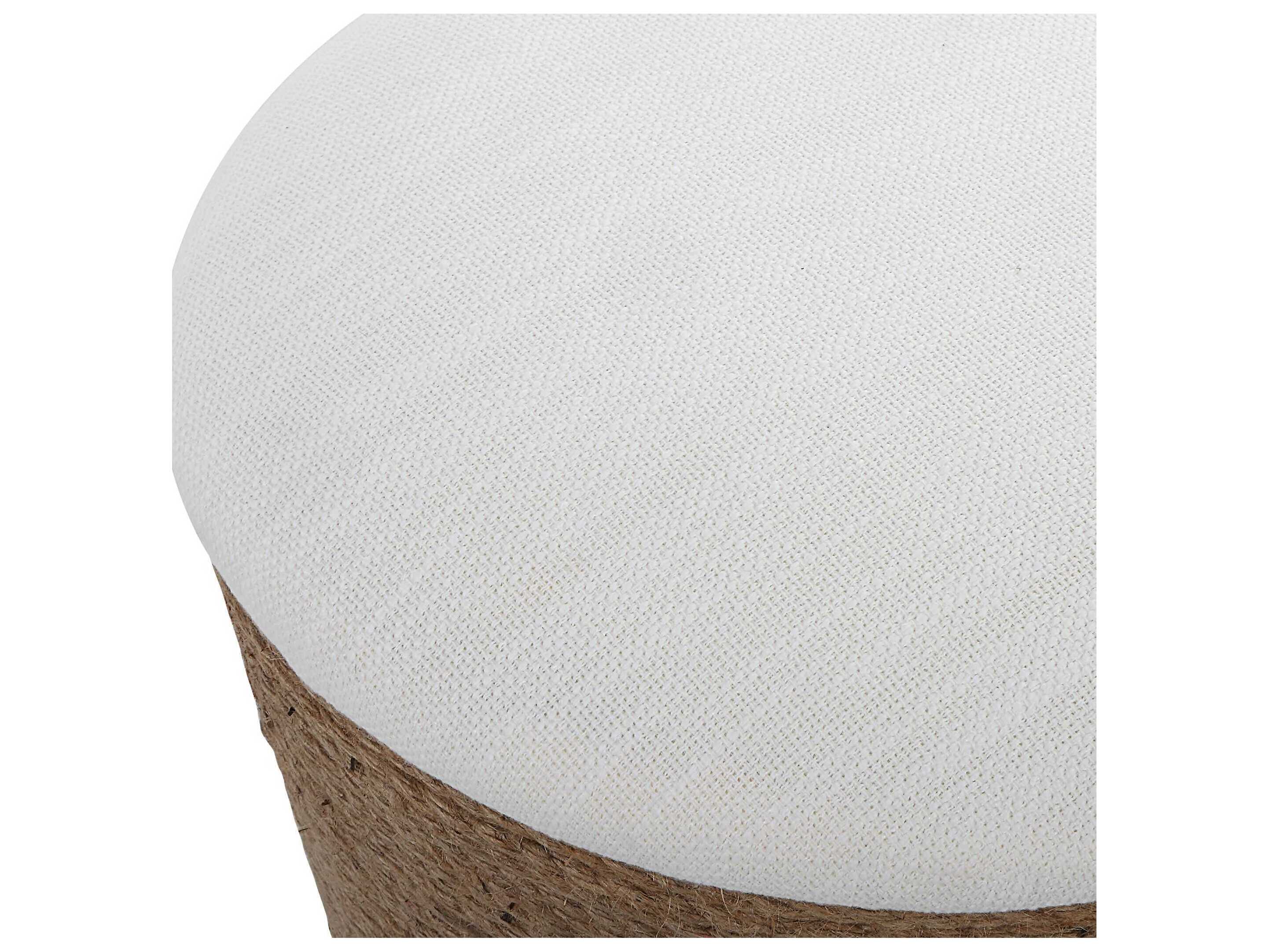 Luxecor Illumination Natural Off White Brown Upholstered Ottoman