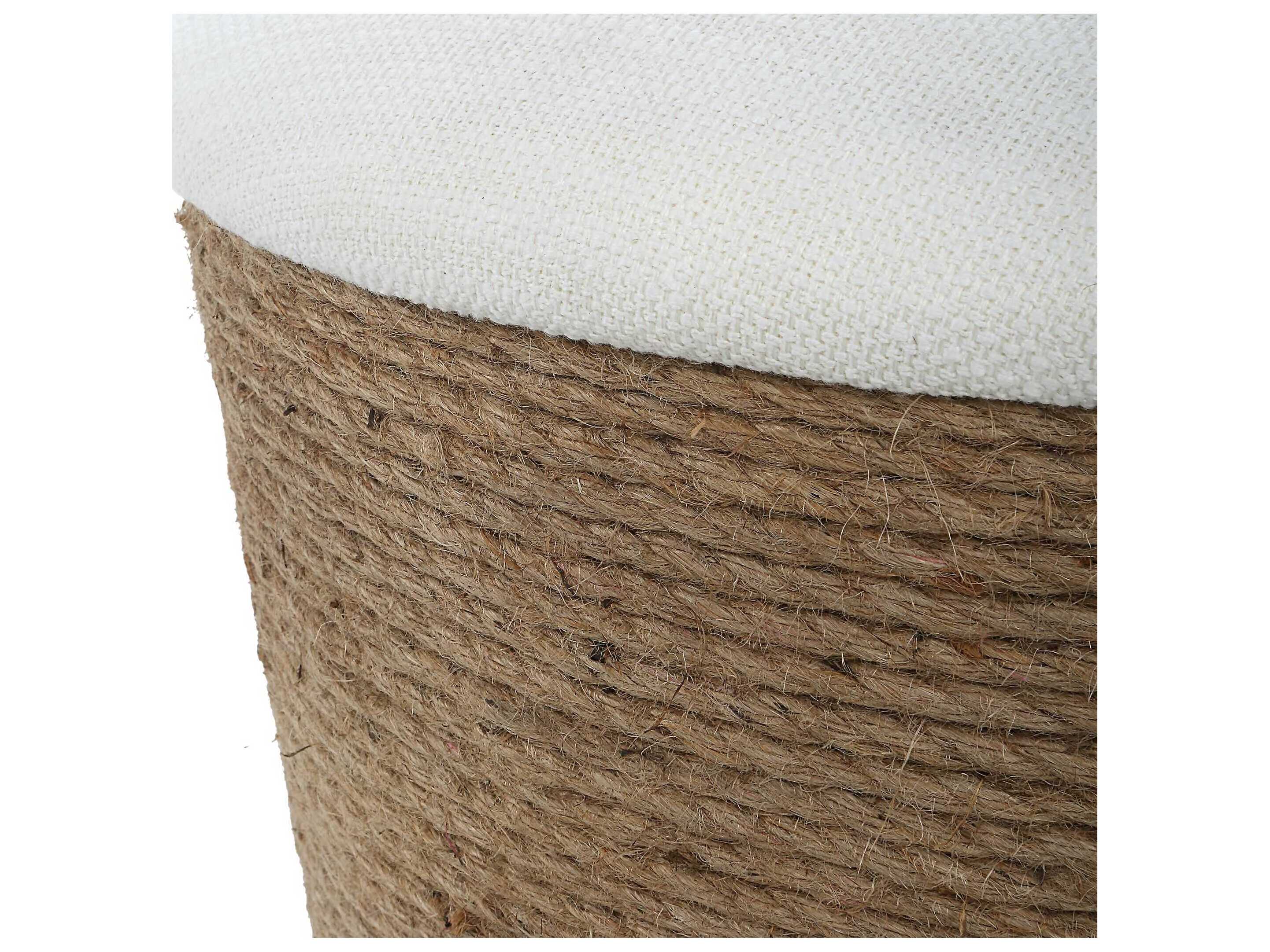 Luxecor Illumination Natural Off White Brown Upholstered Ottoman