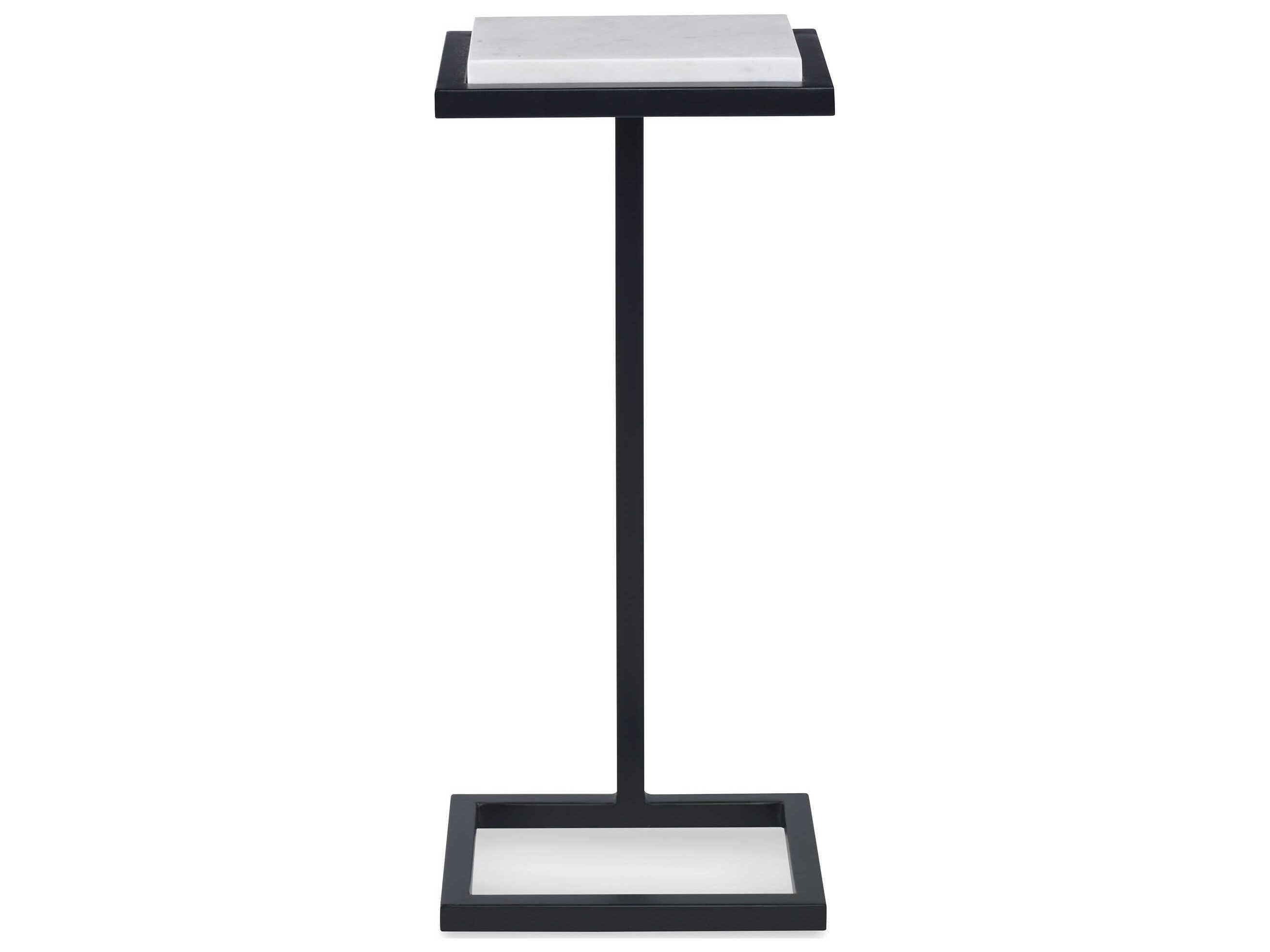Luxecor Illumination Rectangular Marble Satin Black Polished White End Table