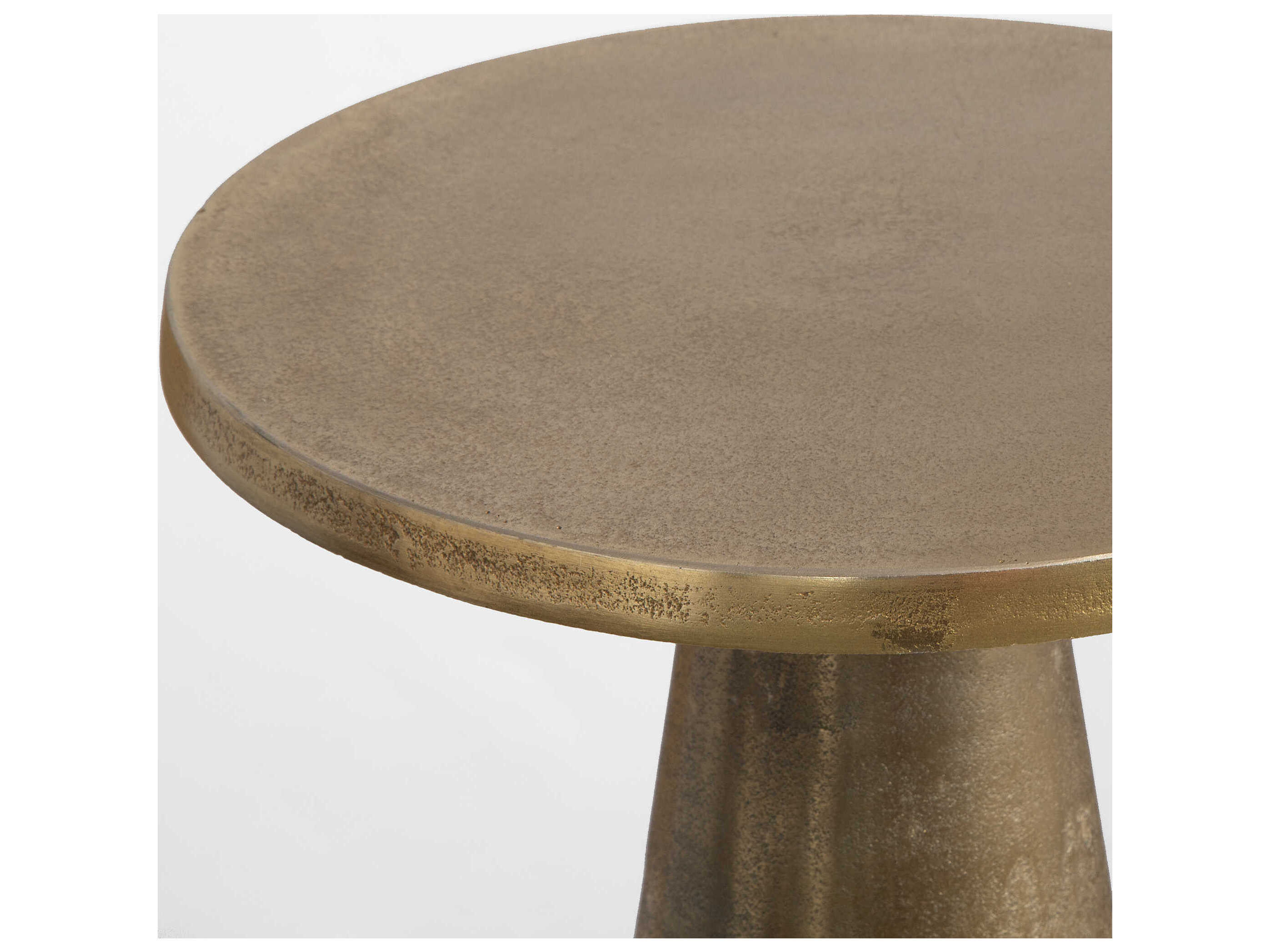 Luxecor Illumination Round Metal Antique Brass End Table