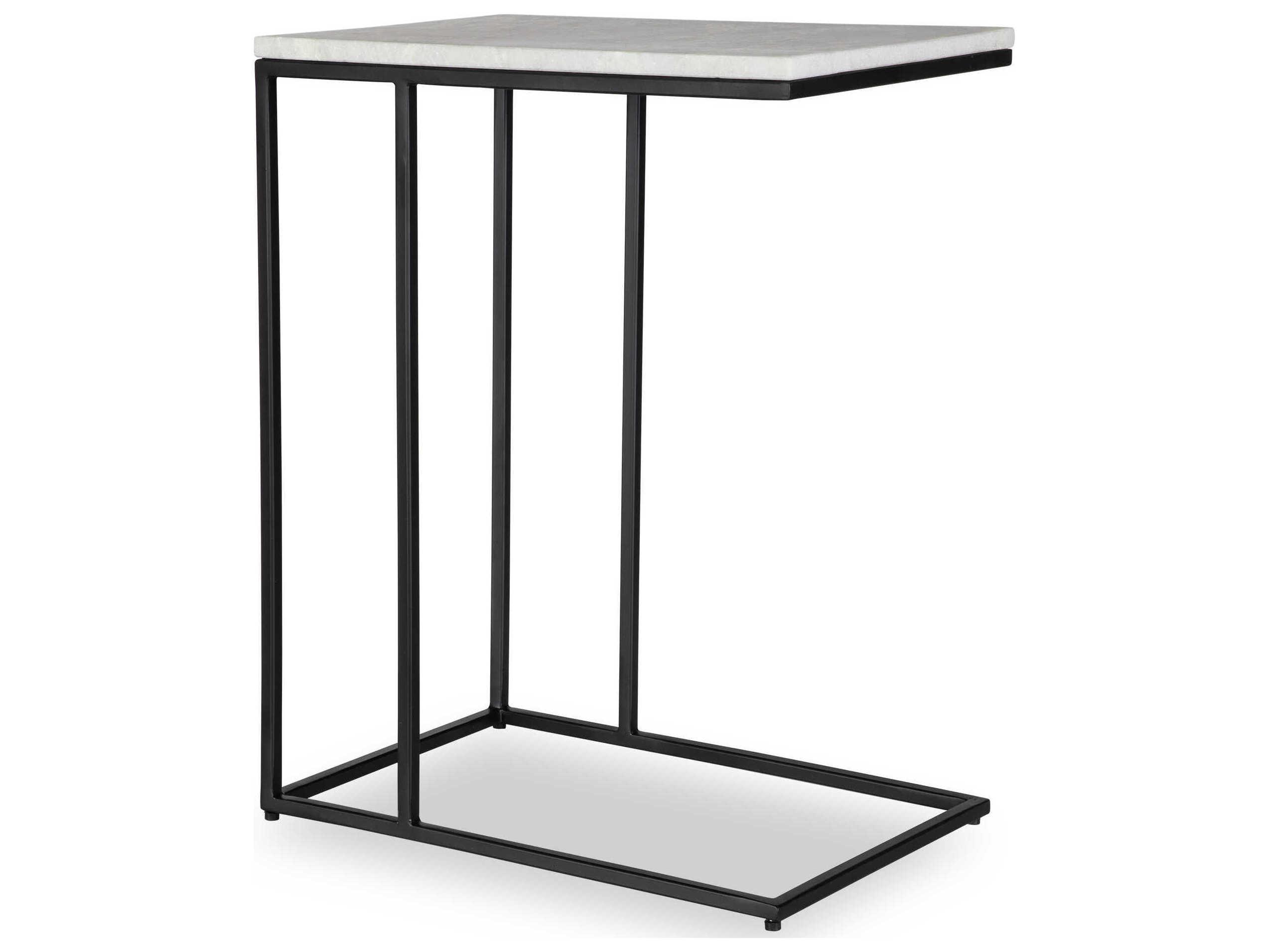 Luxecor Illumination Rectangular Marble Black Gray End Table