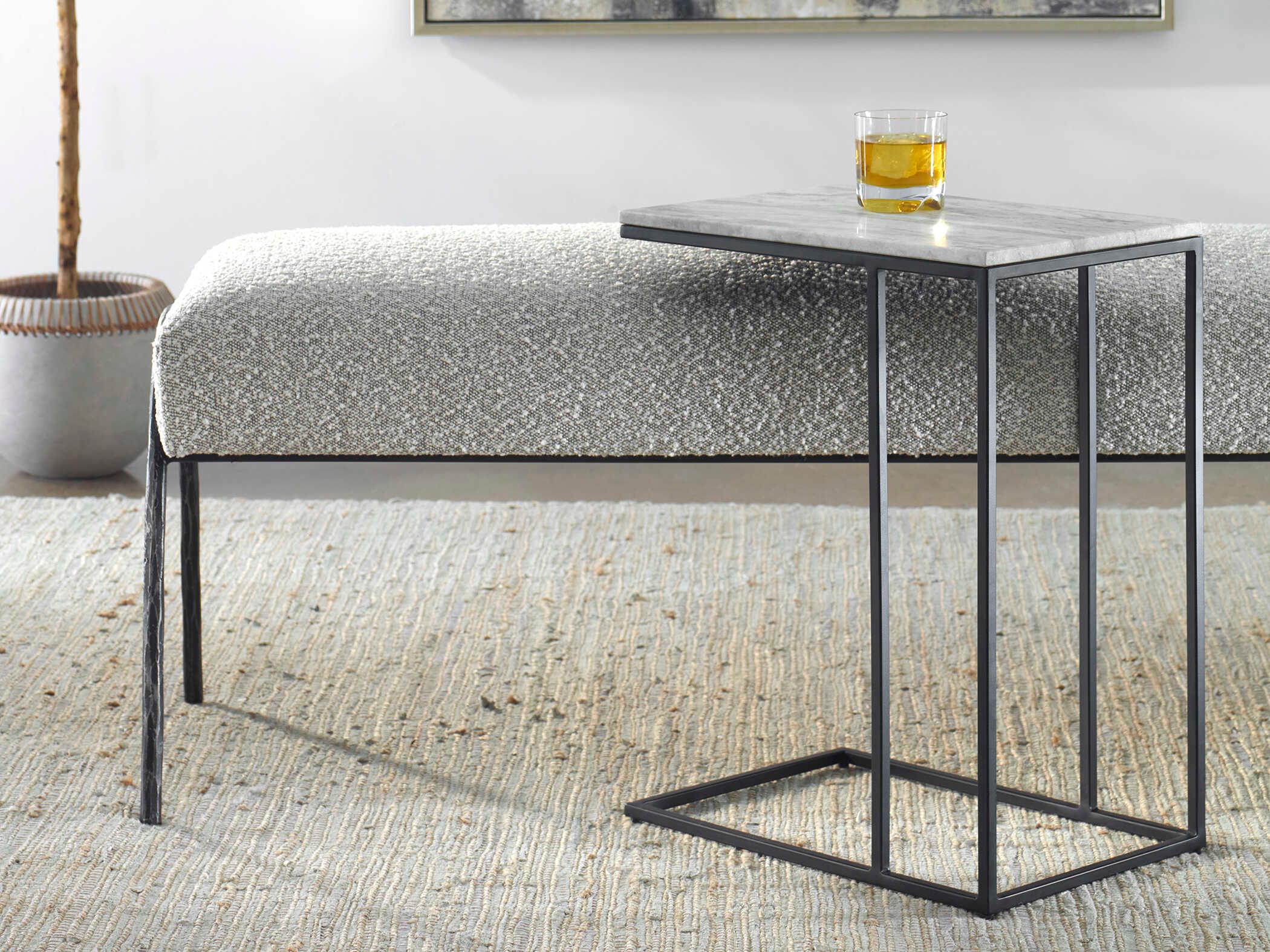 Luxecor Illumination Rectangular Marble Black Gray End Table