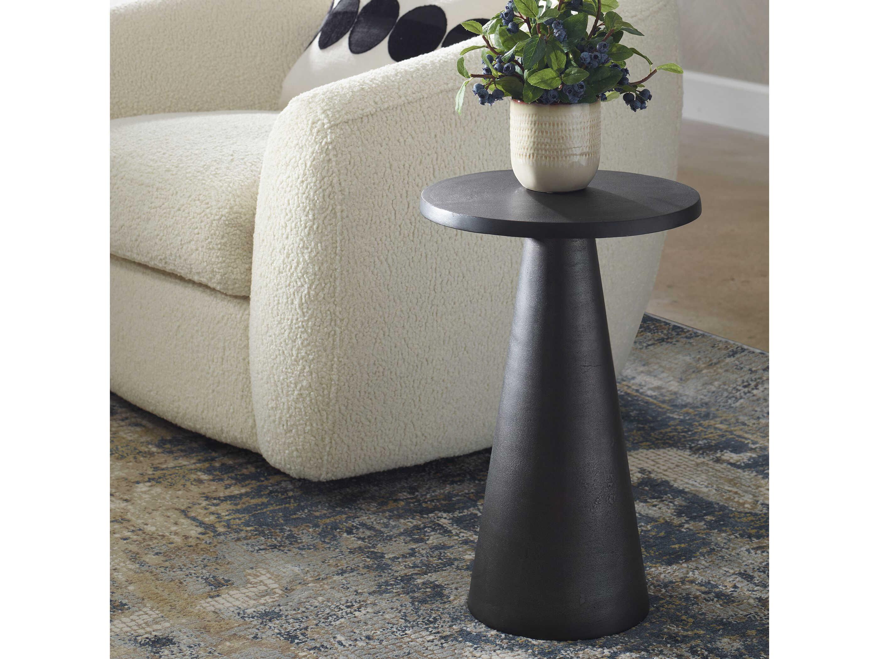 Luxecor Illumination Round Metal Dark Bronze End Table