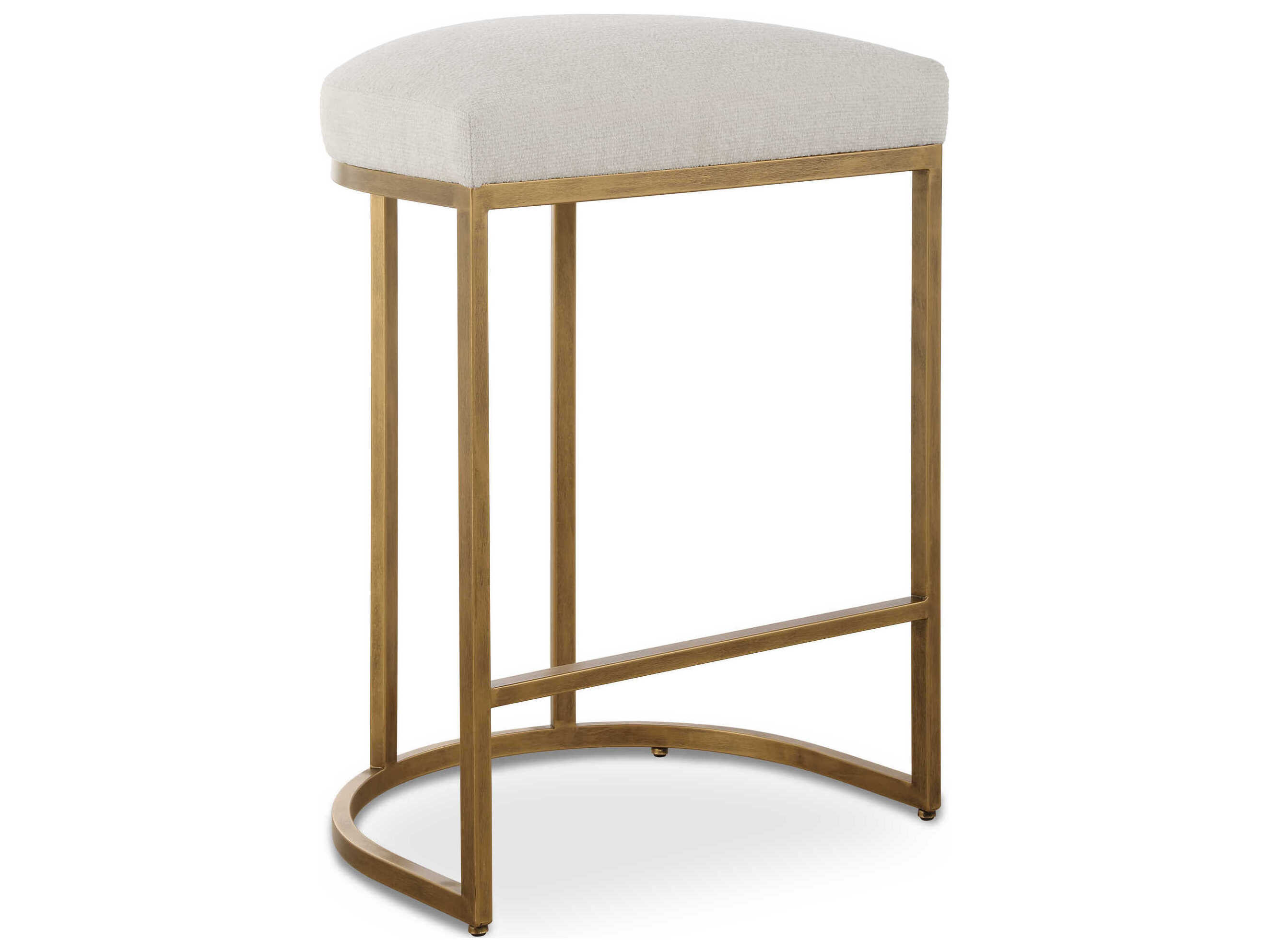 Luxecor Illumination Brushed Brass Light Cream Upholstered Counter Stool