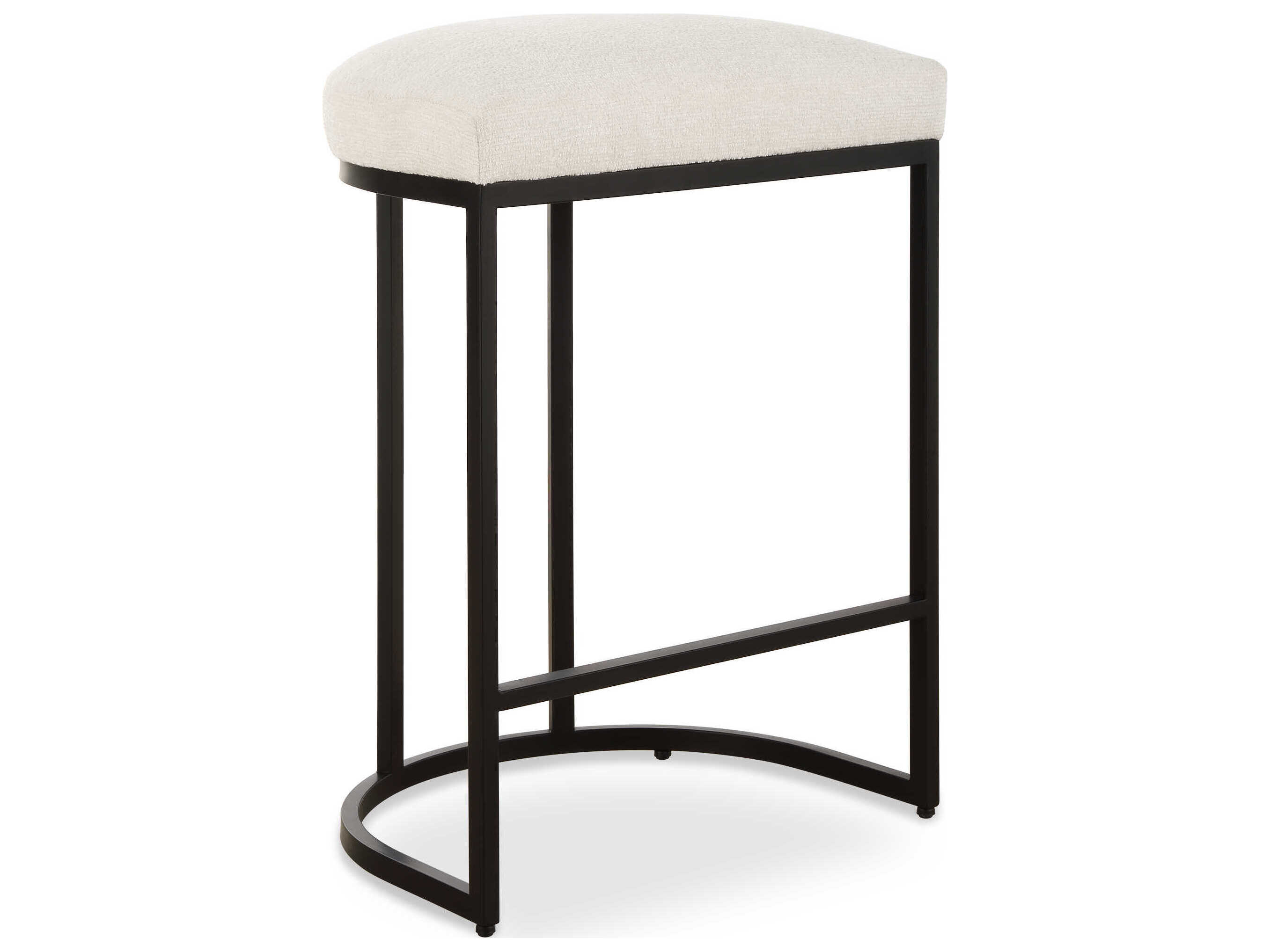 Luxecor Illumination Matte Black Light Cream Upholstered Counter Stool