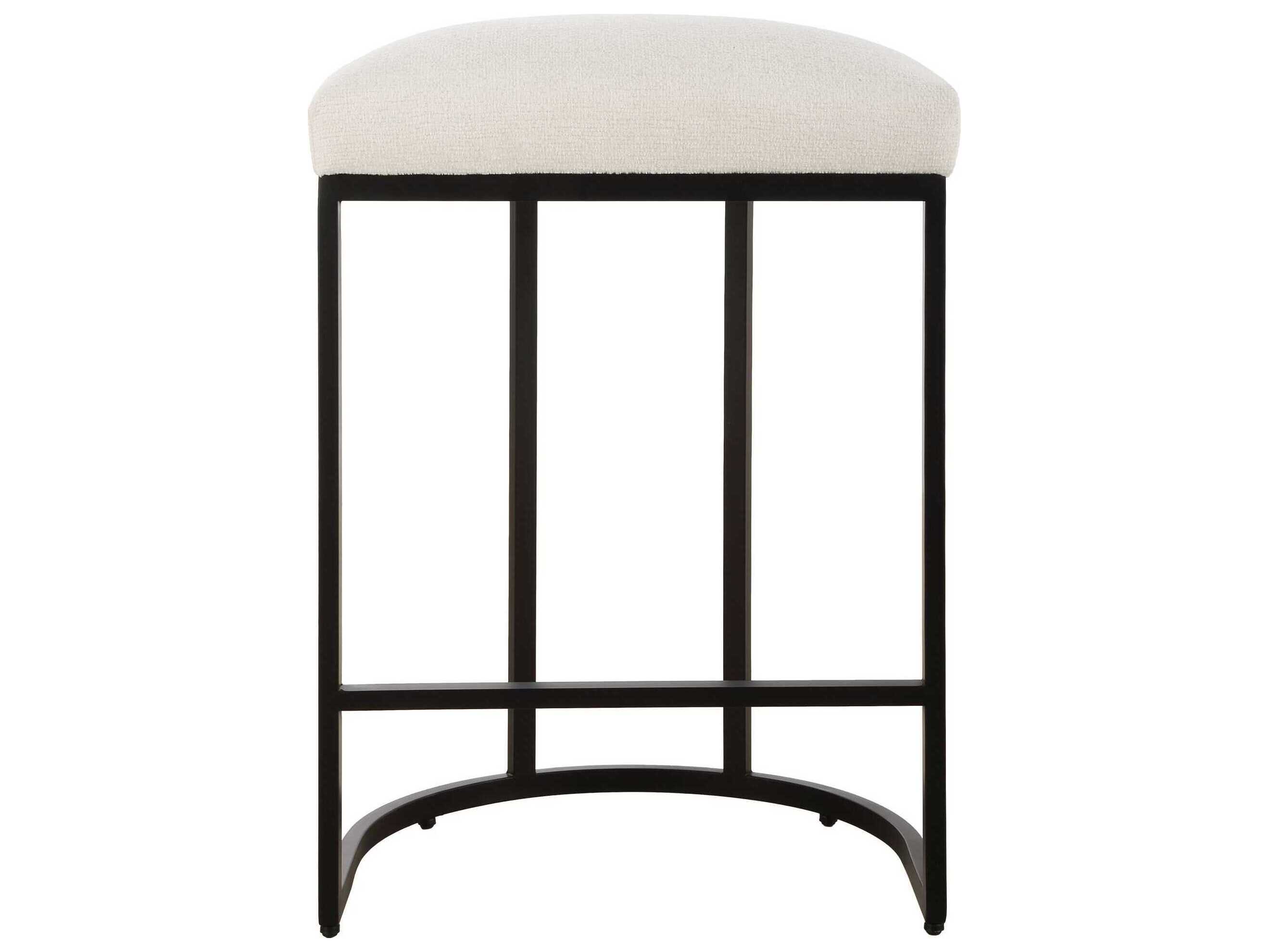 Luxecor Illumination Matte Black Light Cream Upholstered Counter Stool