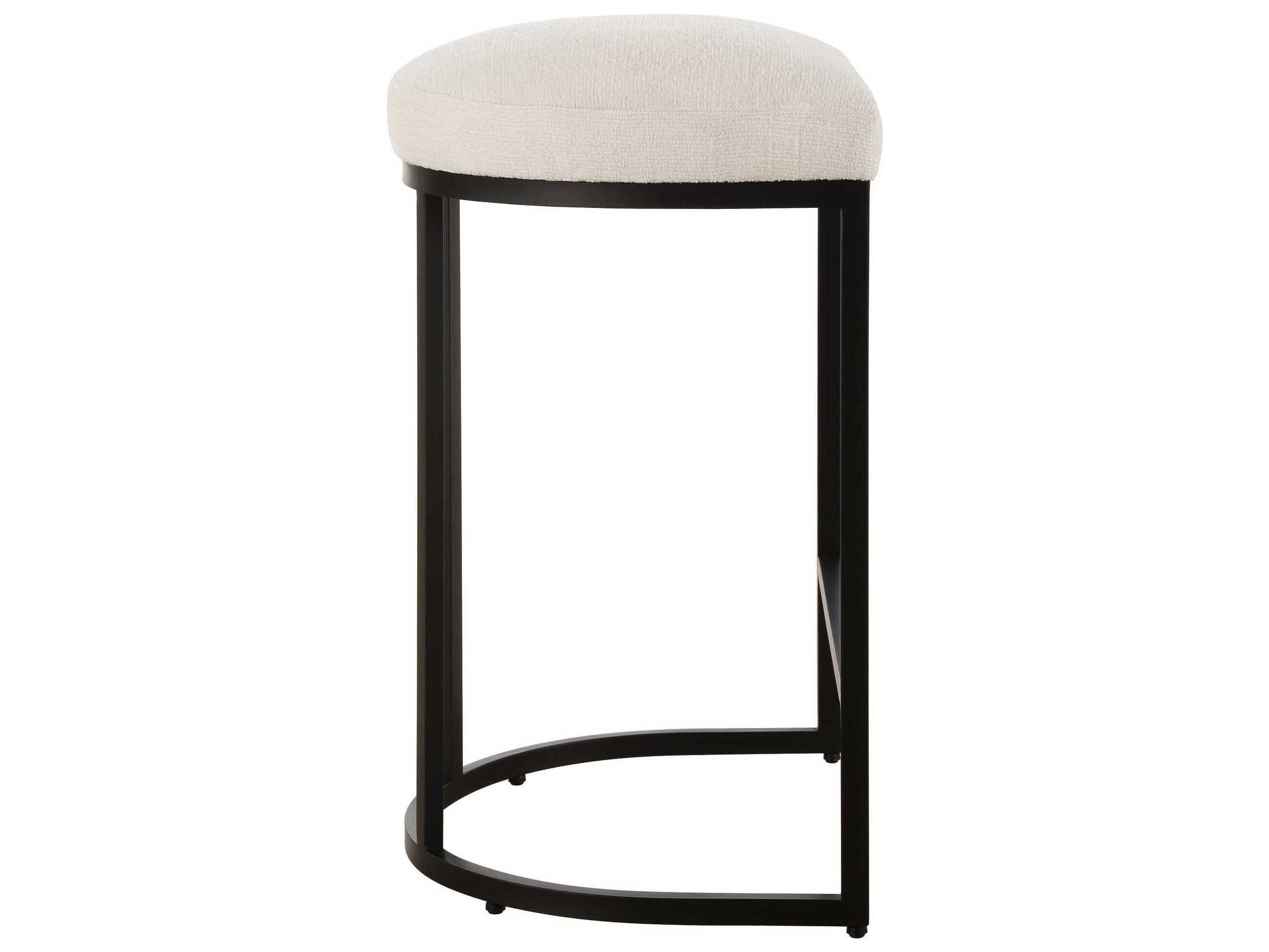 Luxecor Illumination Matte Black Light Cream Upholstered Counter Stool