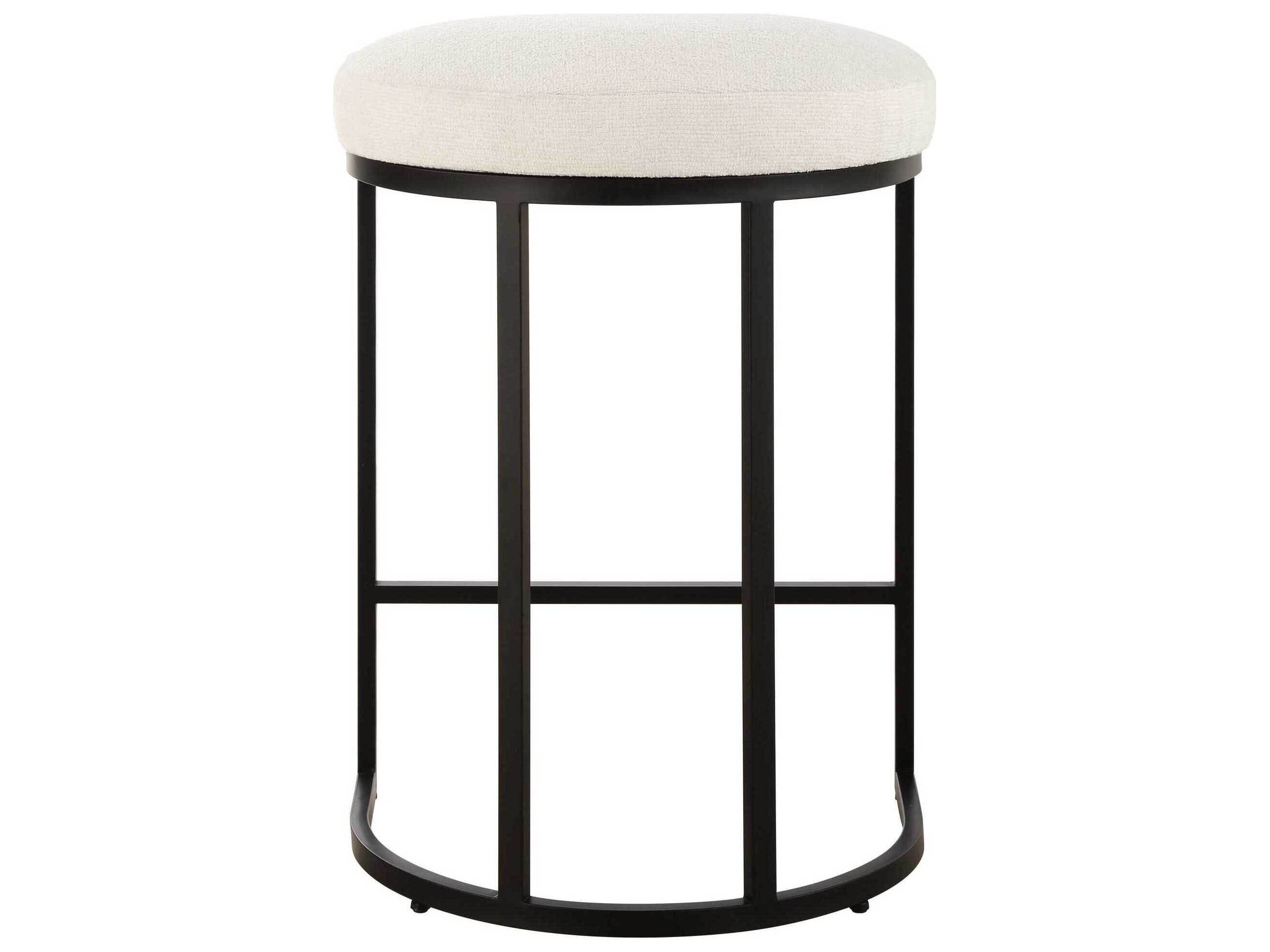 Luxecor Illumination Matte Black Light Cream Upholstered Counter Stool