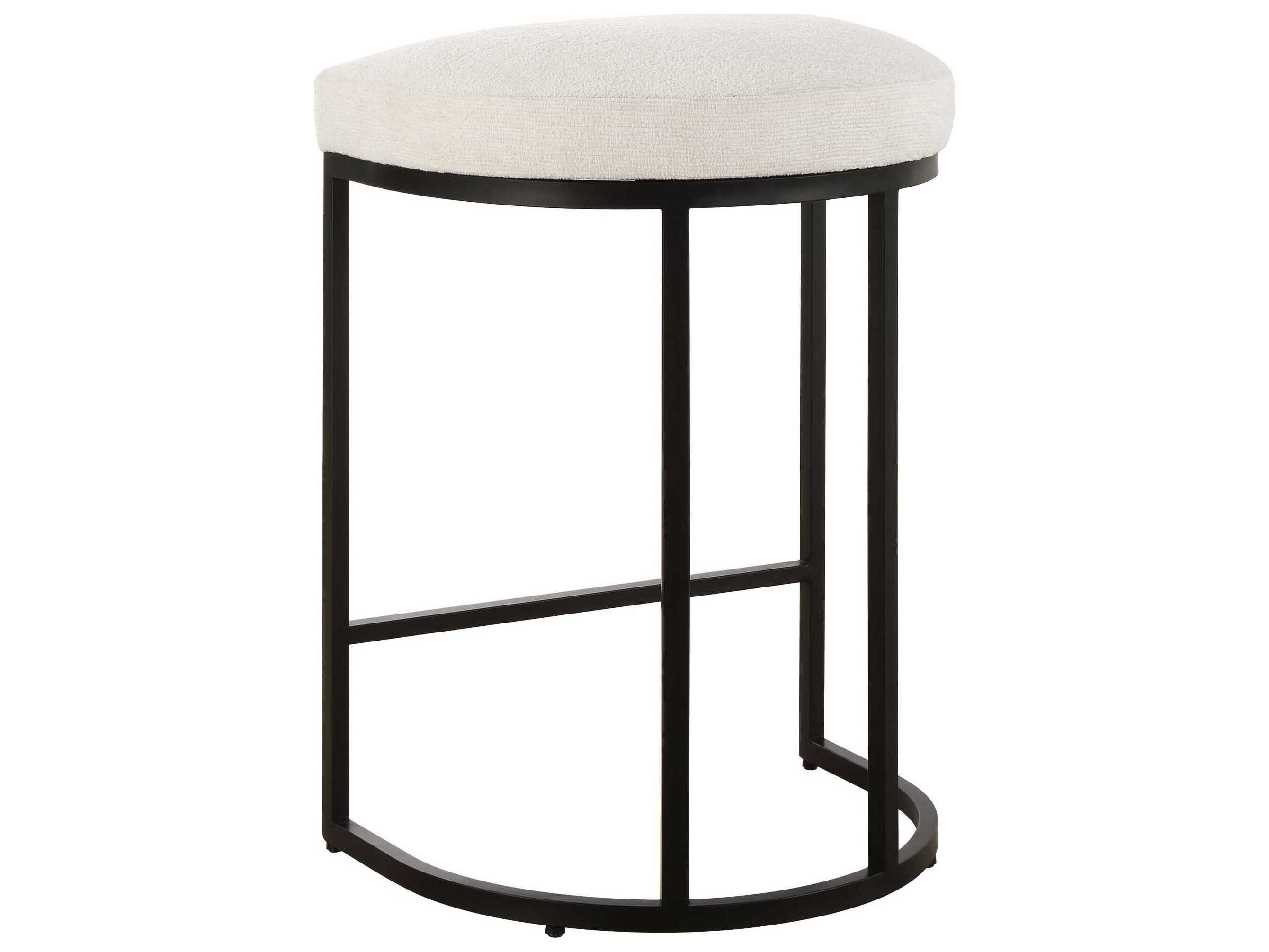 Luxecor Illumination Matte Black Light Cream Upholstered Counter Stool