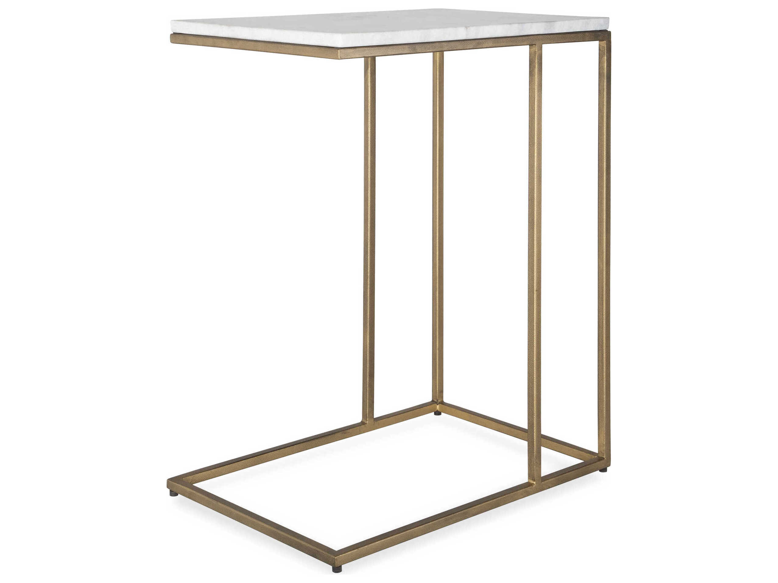 Luxecor Illumination Rectangular Marble Antique Brass End Table