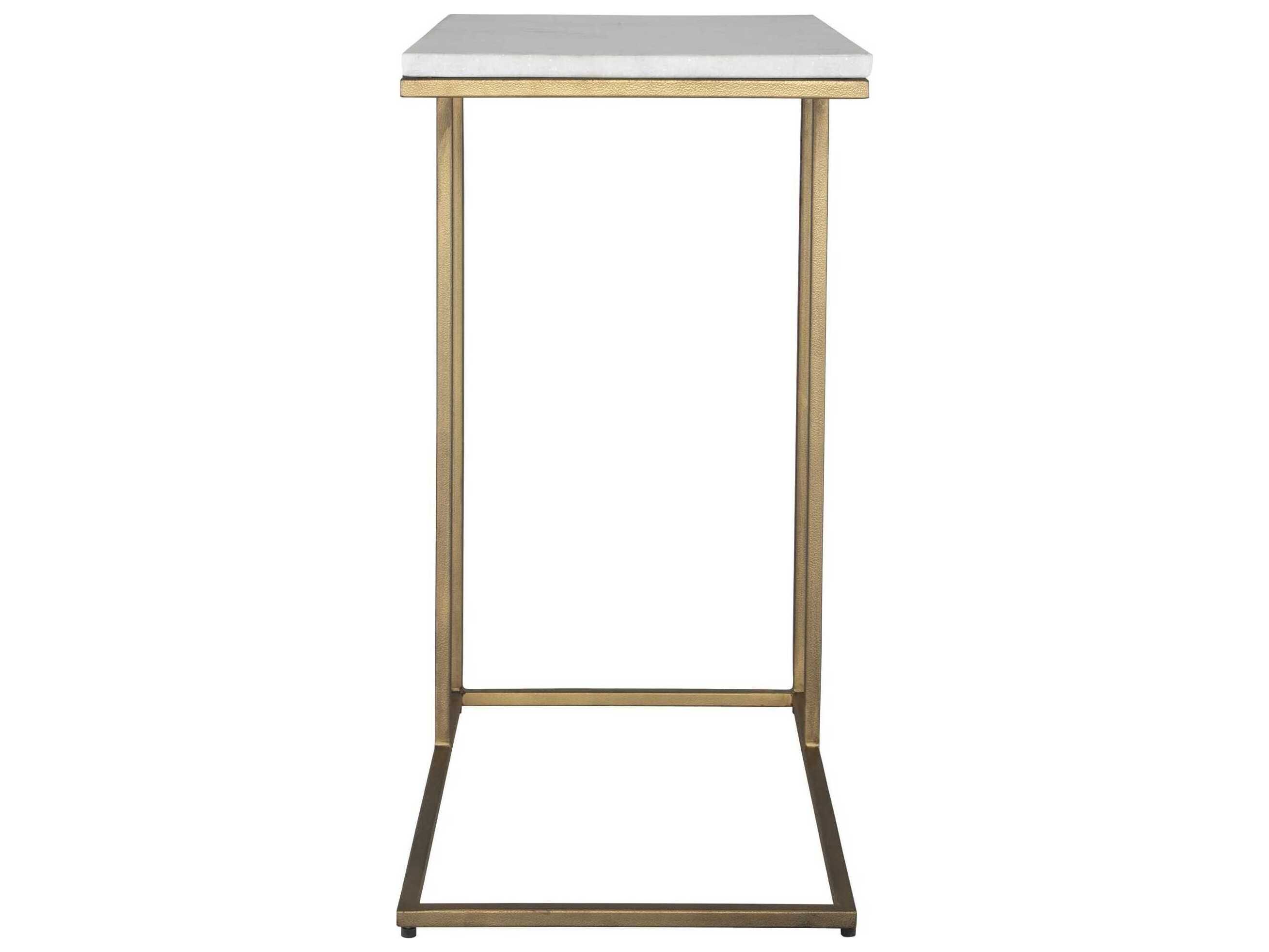 Luxecor Illumination Rectangular Marble Antique Brass End Table