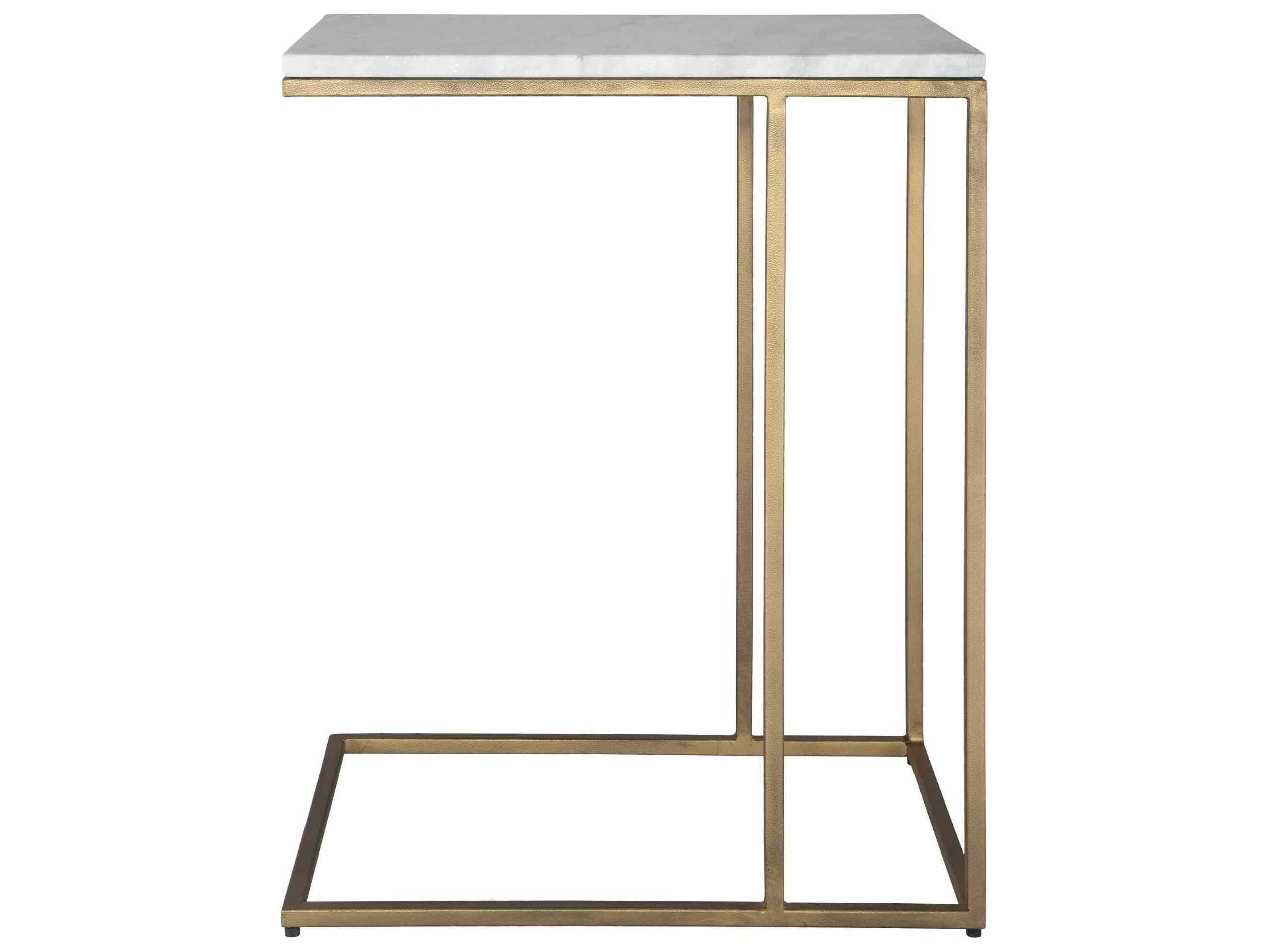 Luxecor Illumination Rectangular Marble Antique Brass End Table