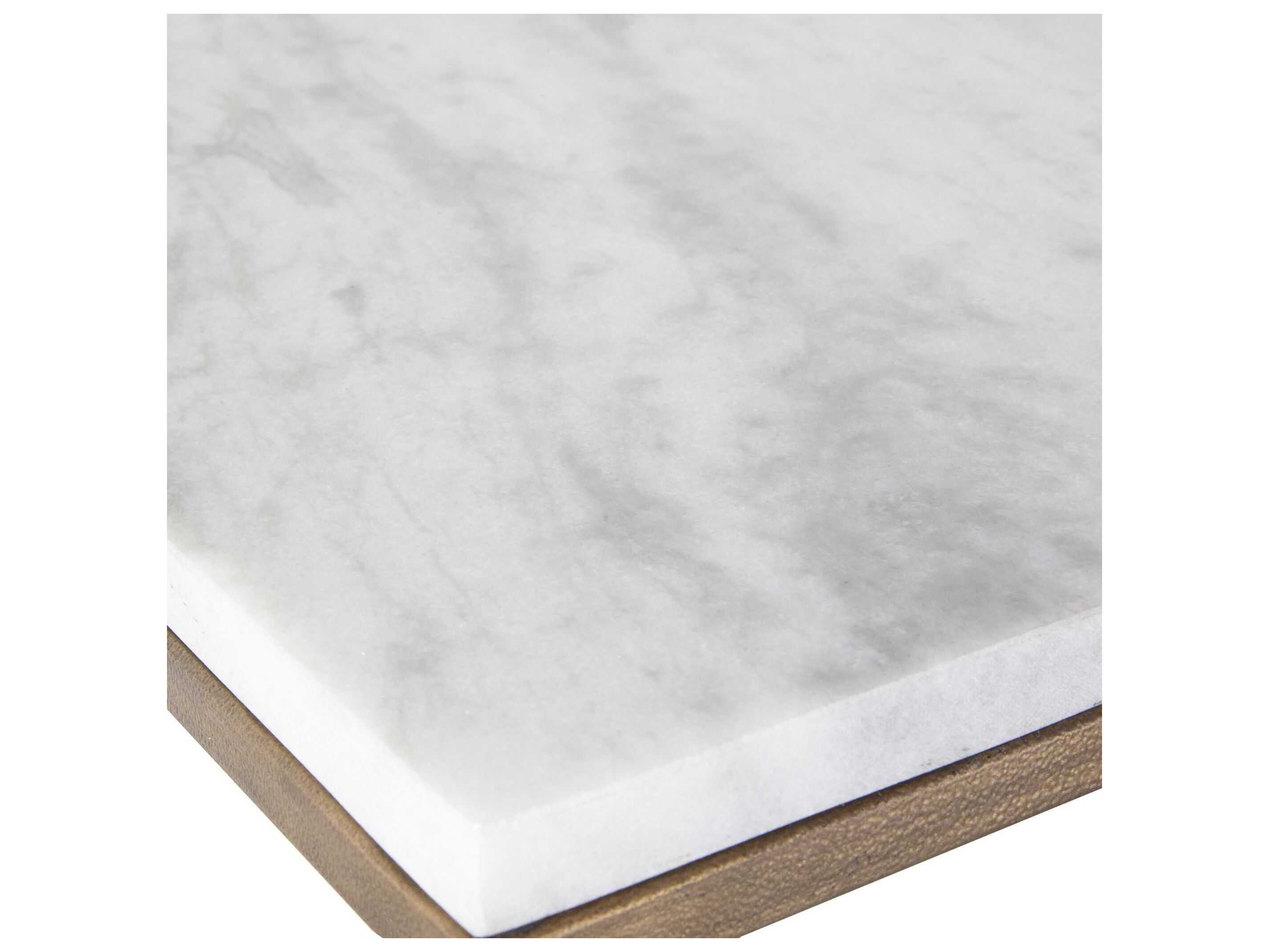 Luxecor Illumination Rectangular Marble Antique Brass End Table