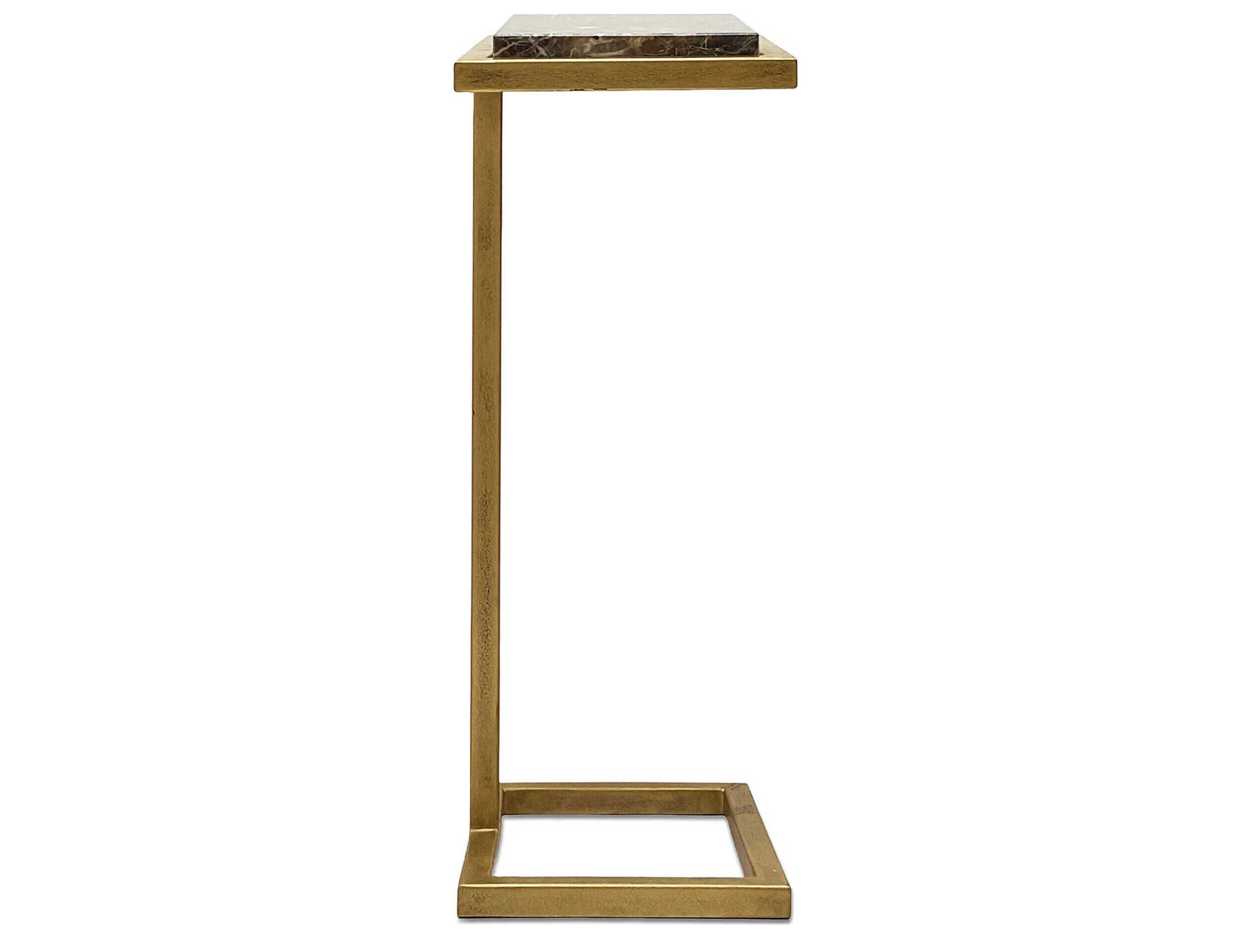 Luxecor Illumination Rectangular Marble Gold Brown End Table