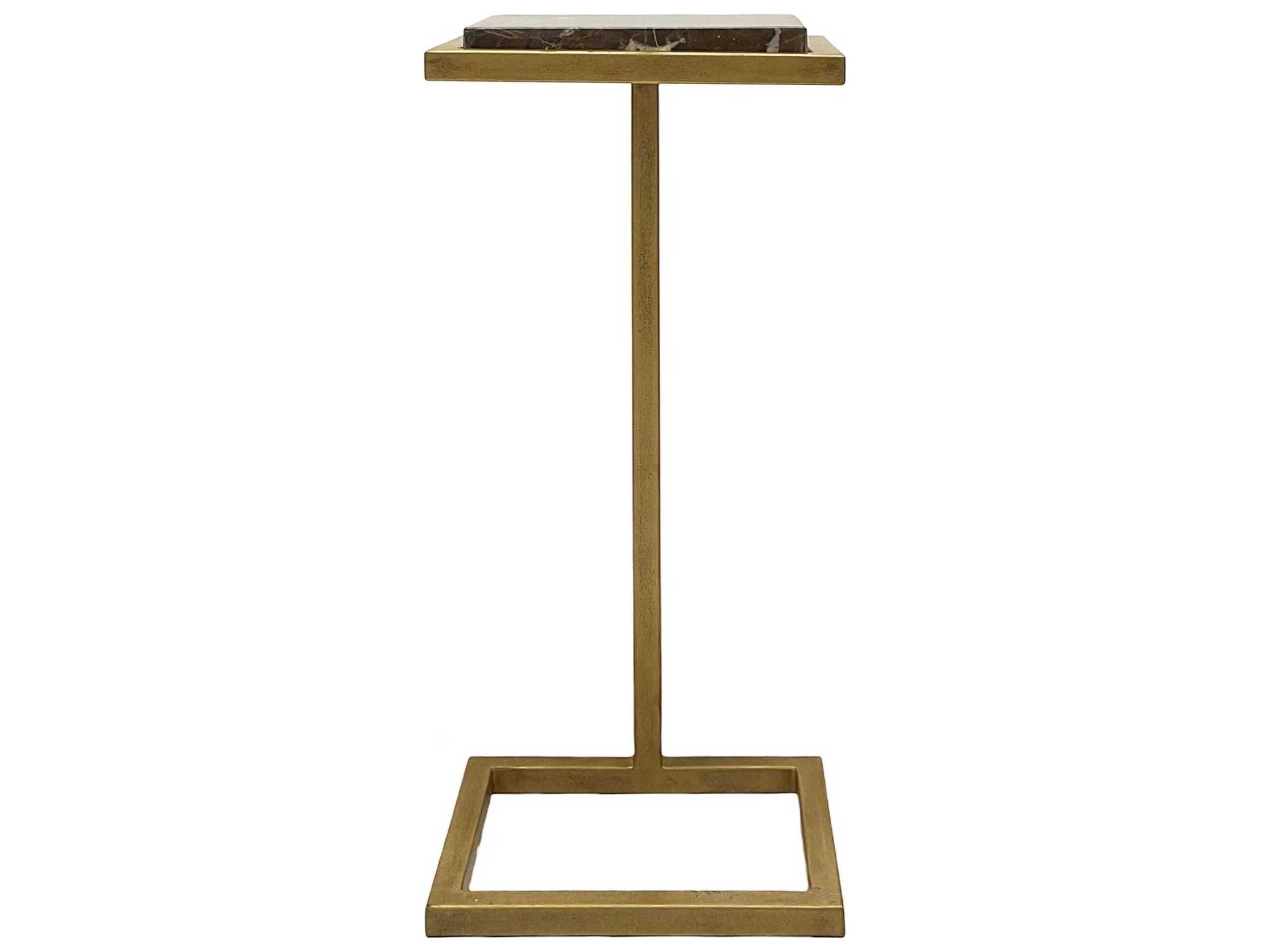 Luxecor Illumination Rectangular Marble Gold Brown End Table