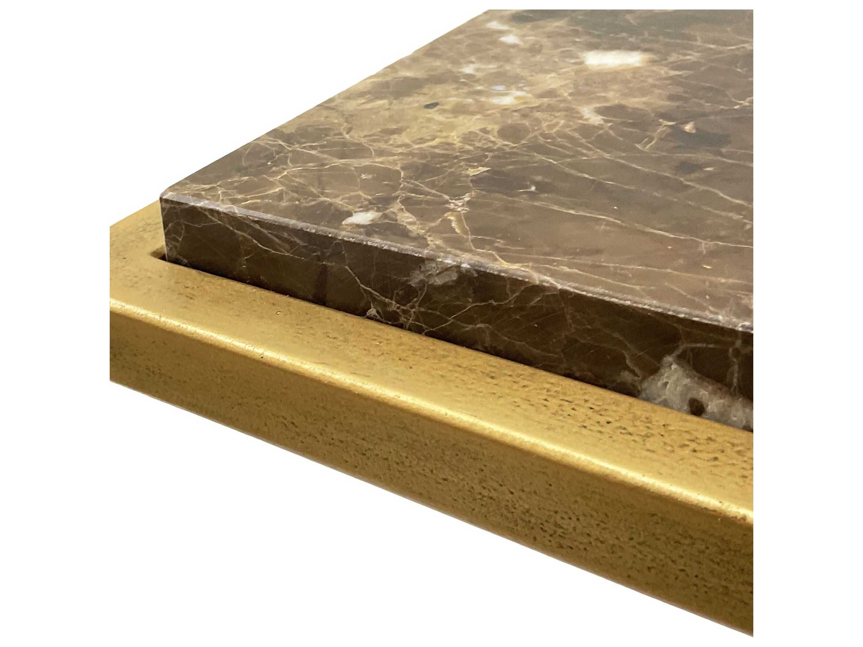 Luxecor Illumination Rectangular Marble Gold Brown End Table