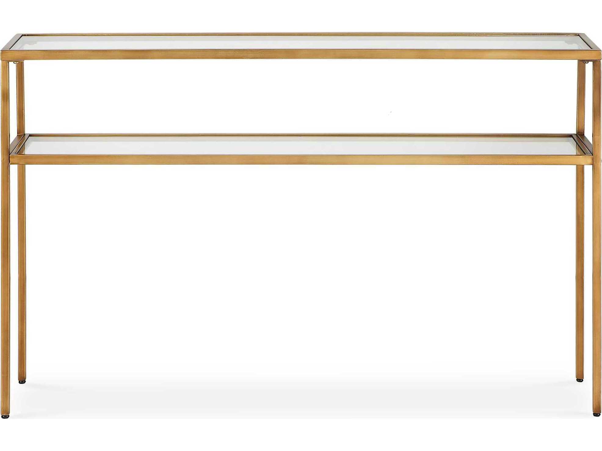 Luxecor Illumination Rectangular Glass Warm Gold Console Table