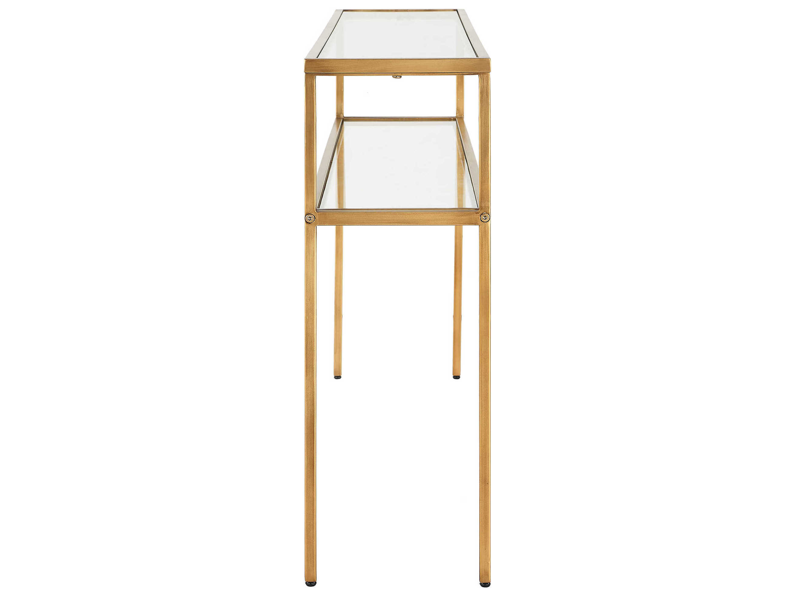 Luxecor Illumination Rectangular Glass Warm Gold Console Table