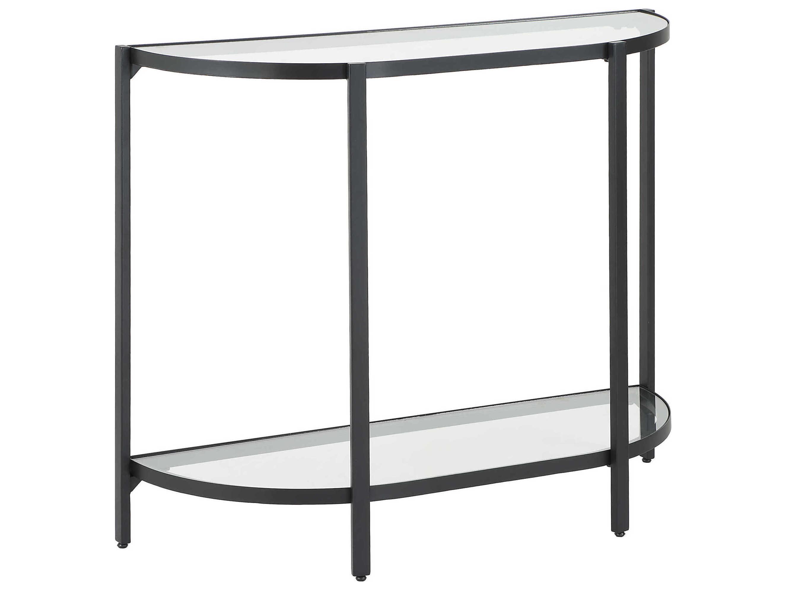 Luxecor Illumination Demilune Glass Satin Black Console Table