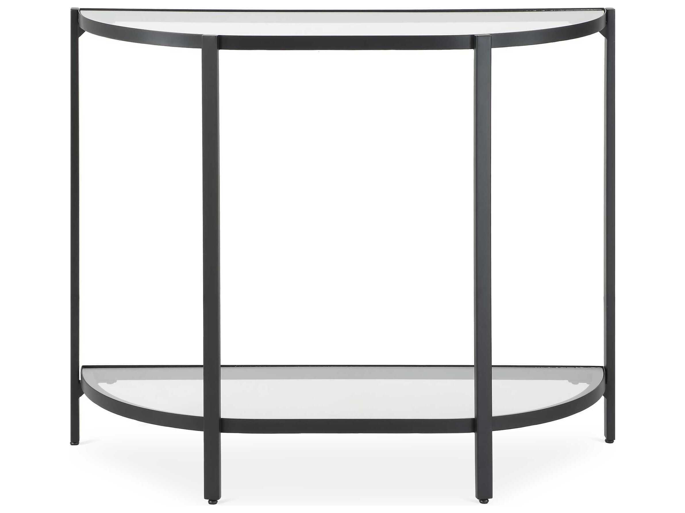 Luxecor Illumination Demilune Glass Satin Black Console Table