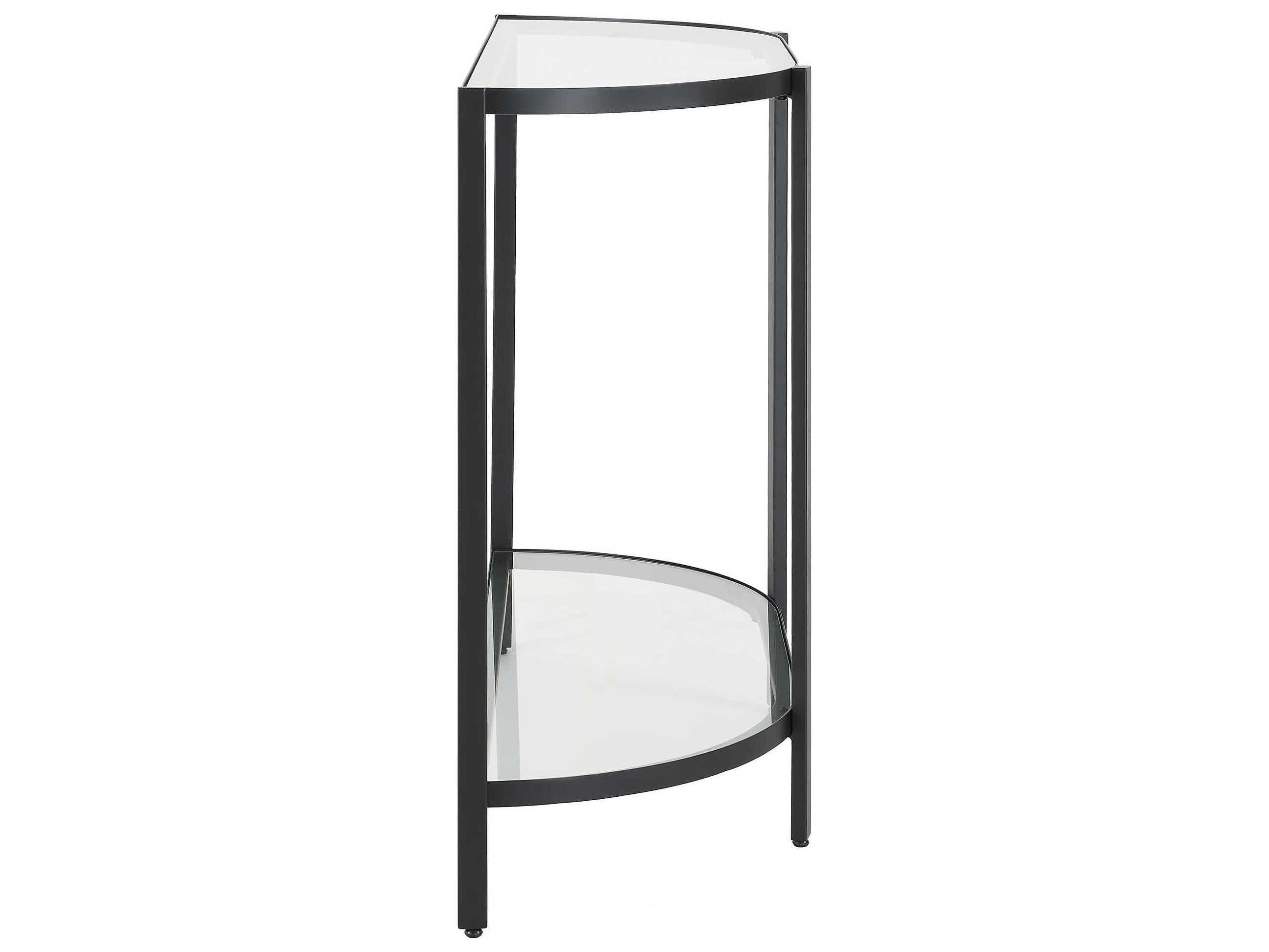 Luxecor Illumination Demilune Glass Satin Black Console Table