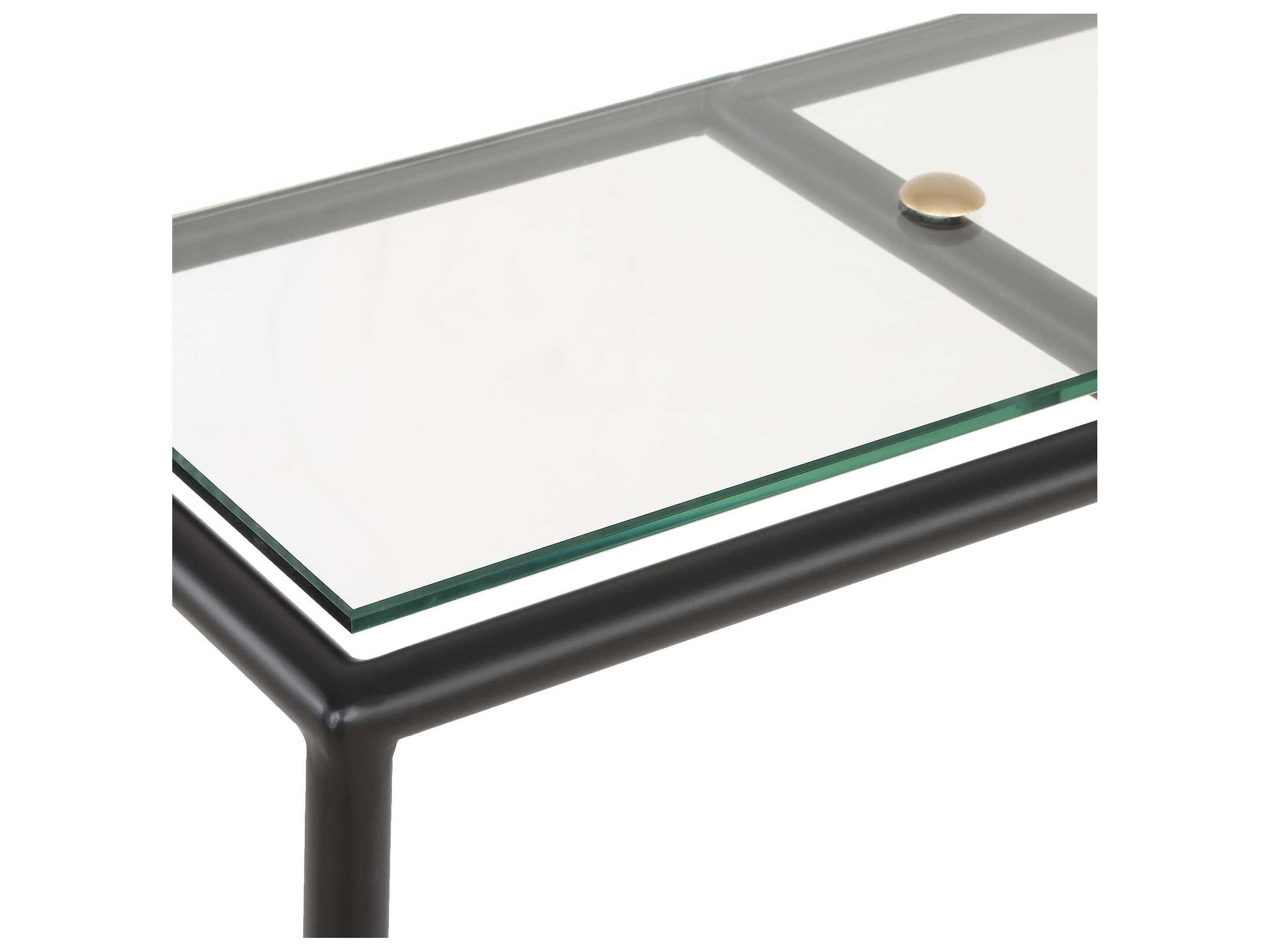 Luxecor Illumination Rectangular Glass Black Metallic Gold Console Table