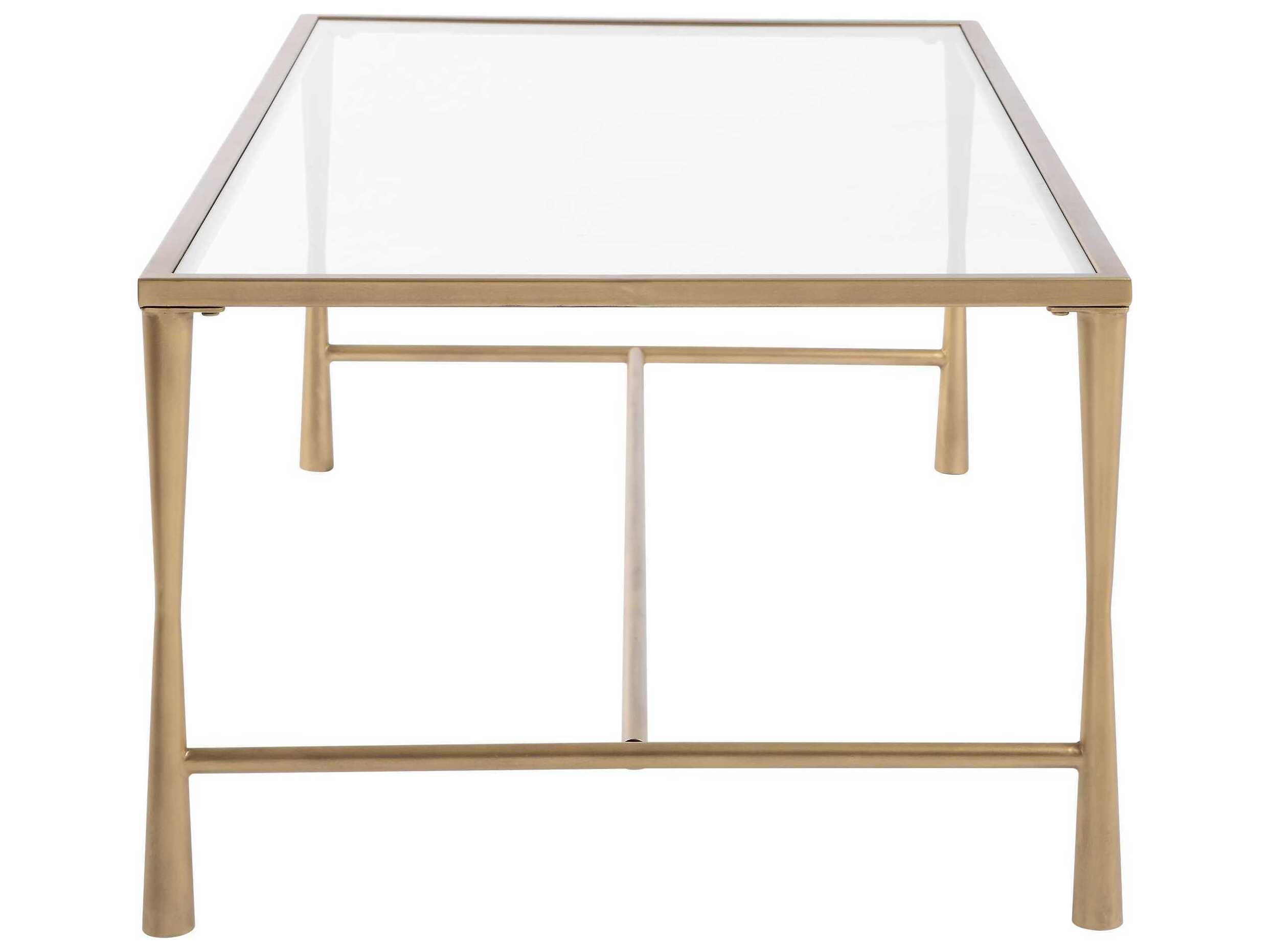 Luxecor Illumination Rectangular Glass Antique Gold Coffee Table