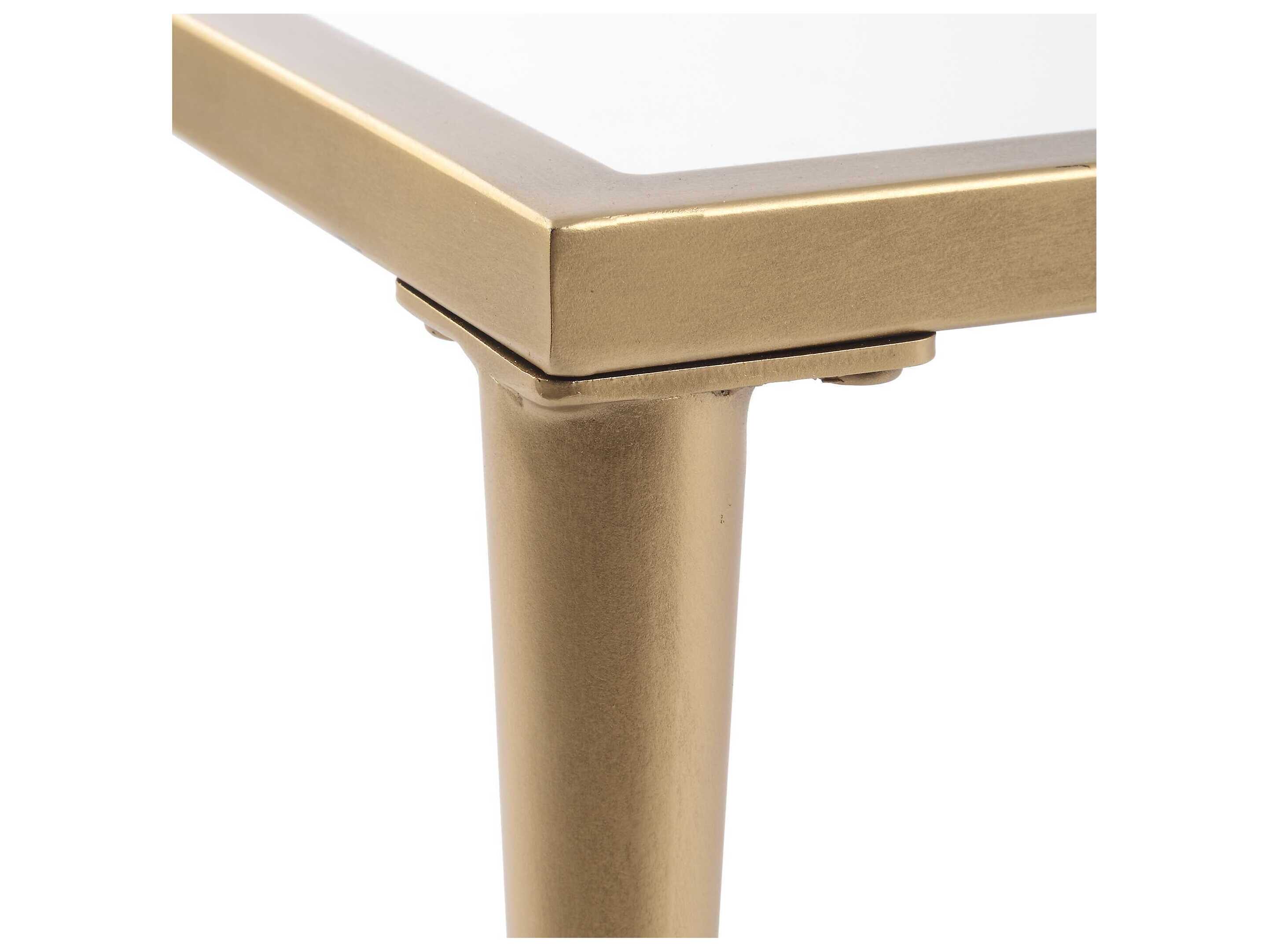 Luxecor Illumination Rectangular Glass Antique Gold Coffee Table