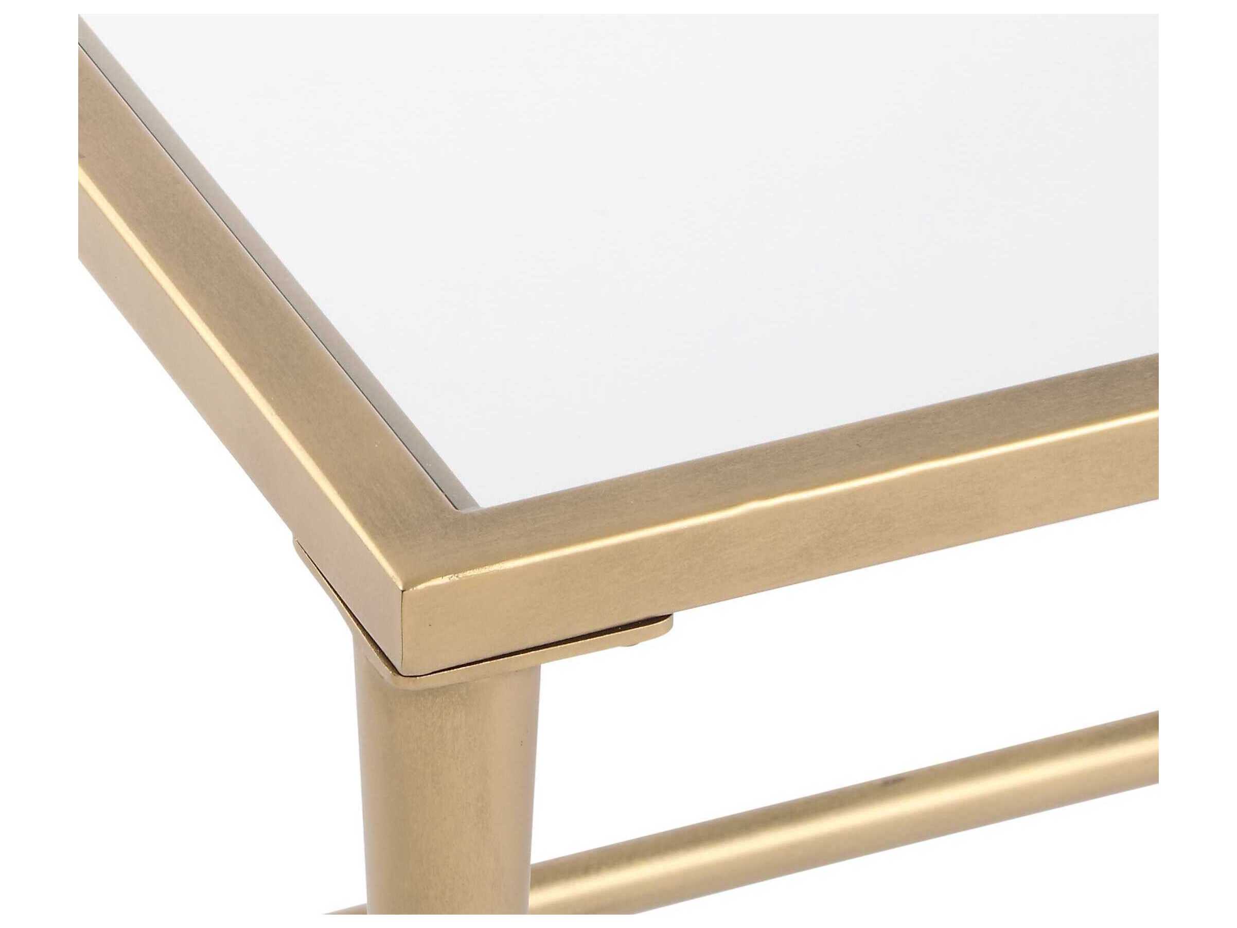 Luxecor Illumination Rectangular Glass Antique Gold Coffee Table