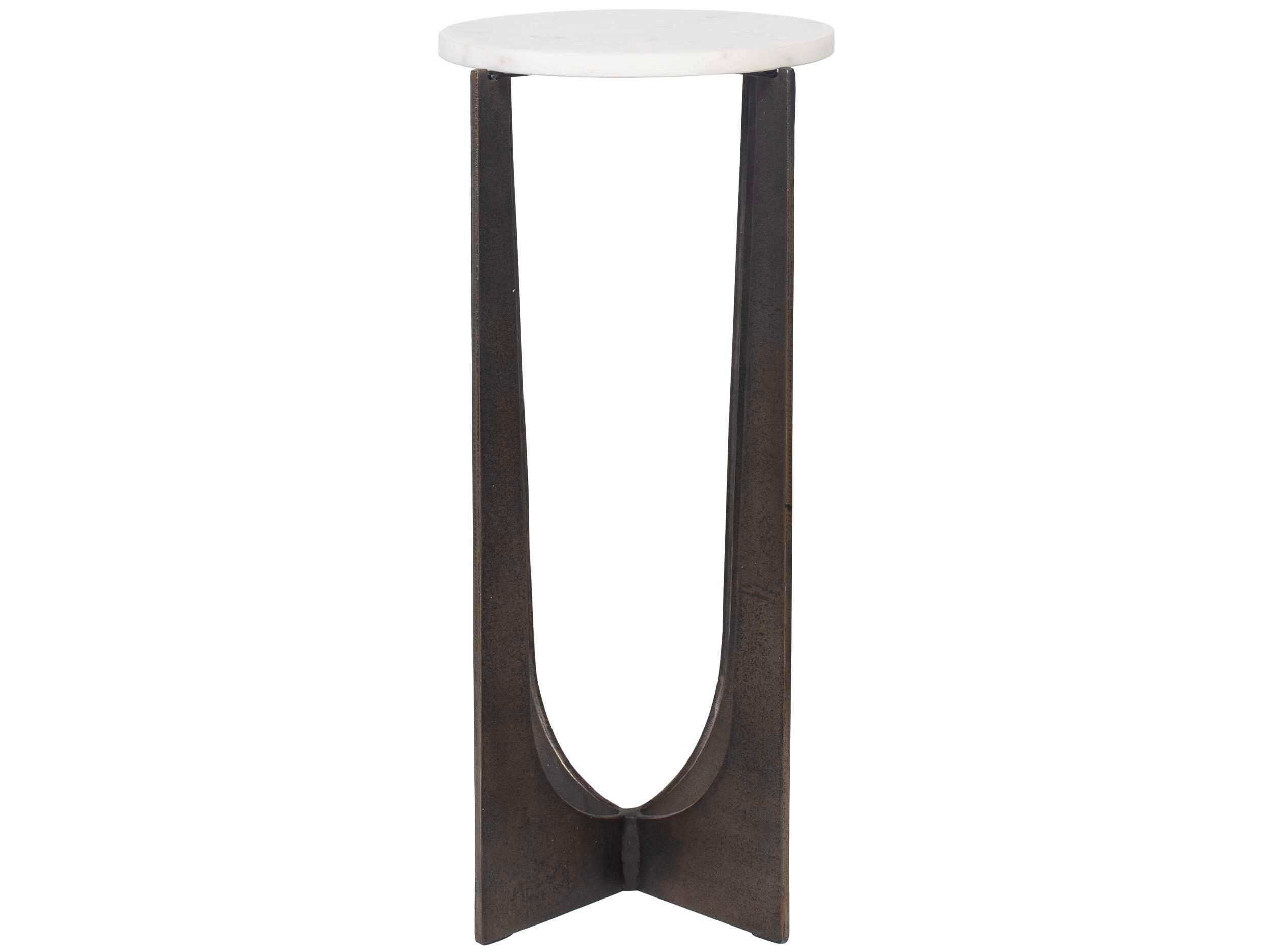 Luxecor Illumination Round Marble Brass Bronze White End Table