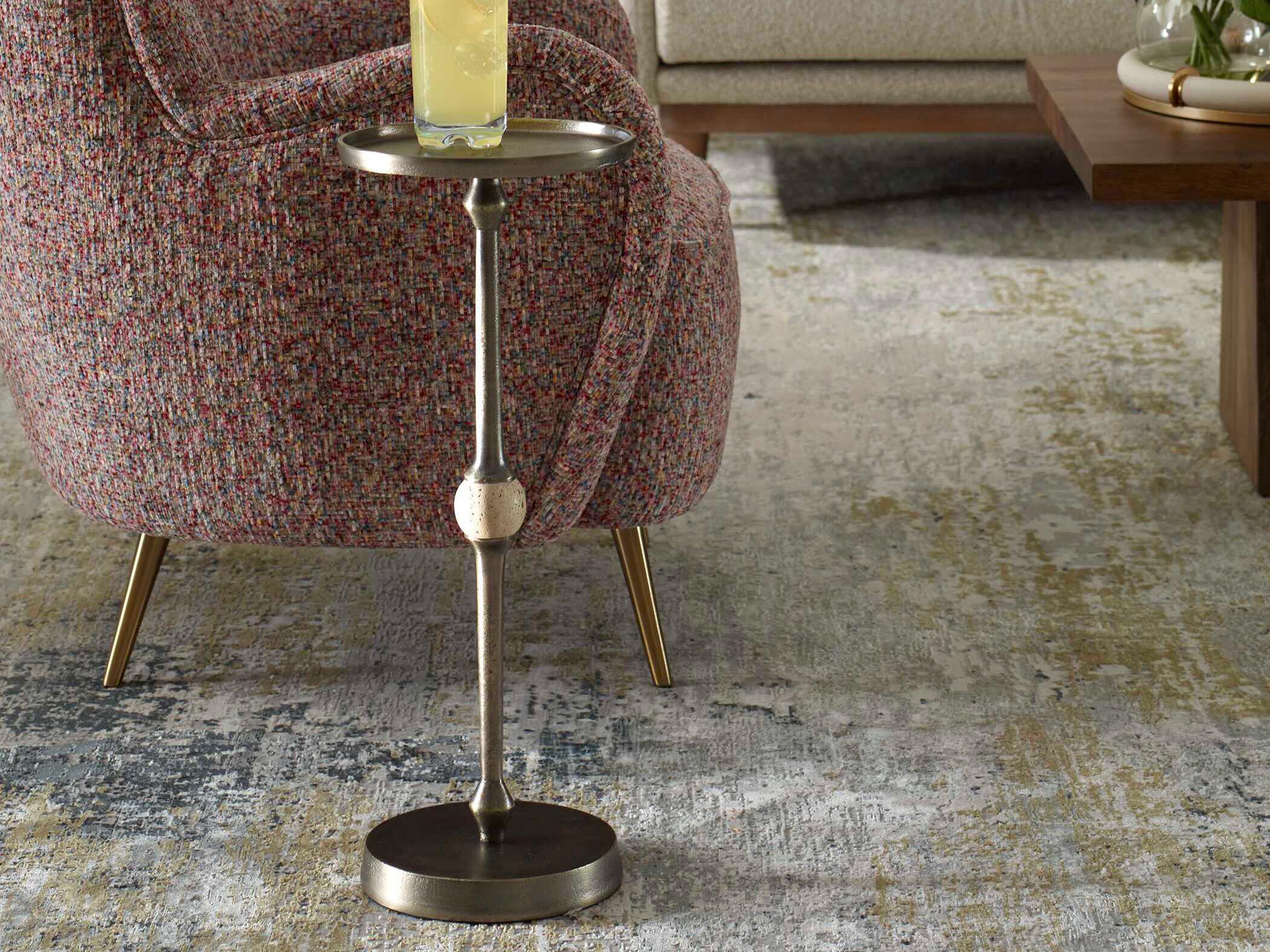 Luxecor Illumination Round Metal Dark Bronze End Table