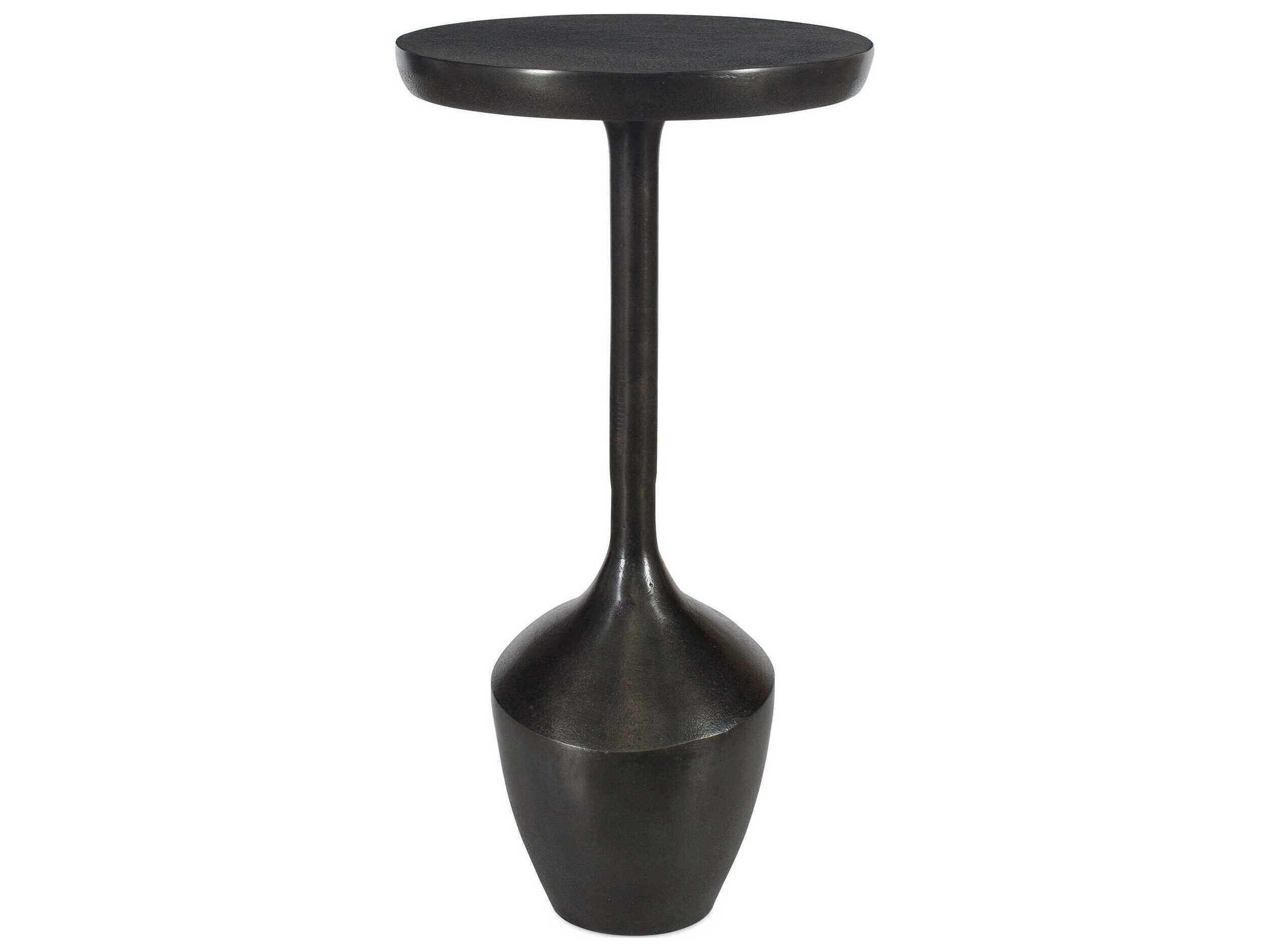Luxecor Illumination Round Metal Raw Dark Brown End Table