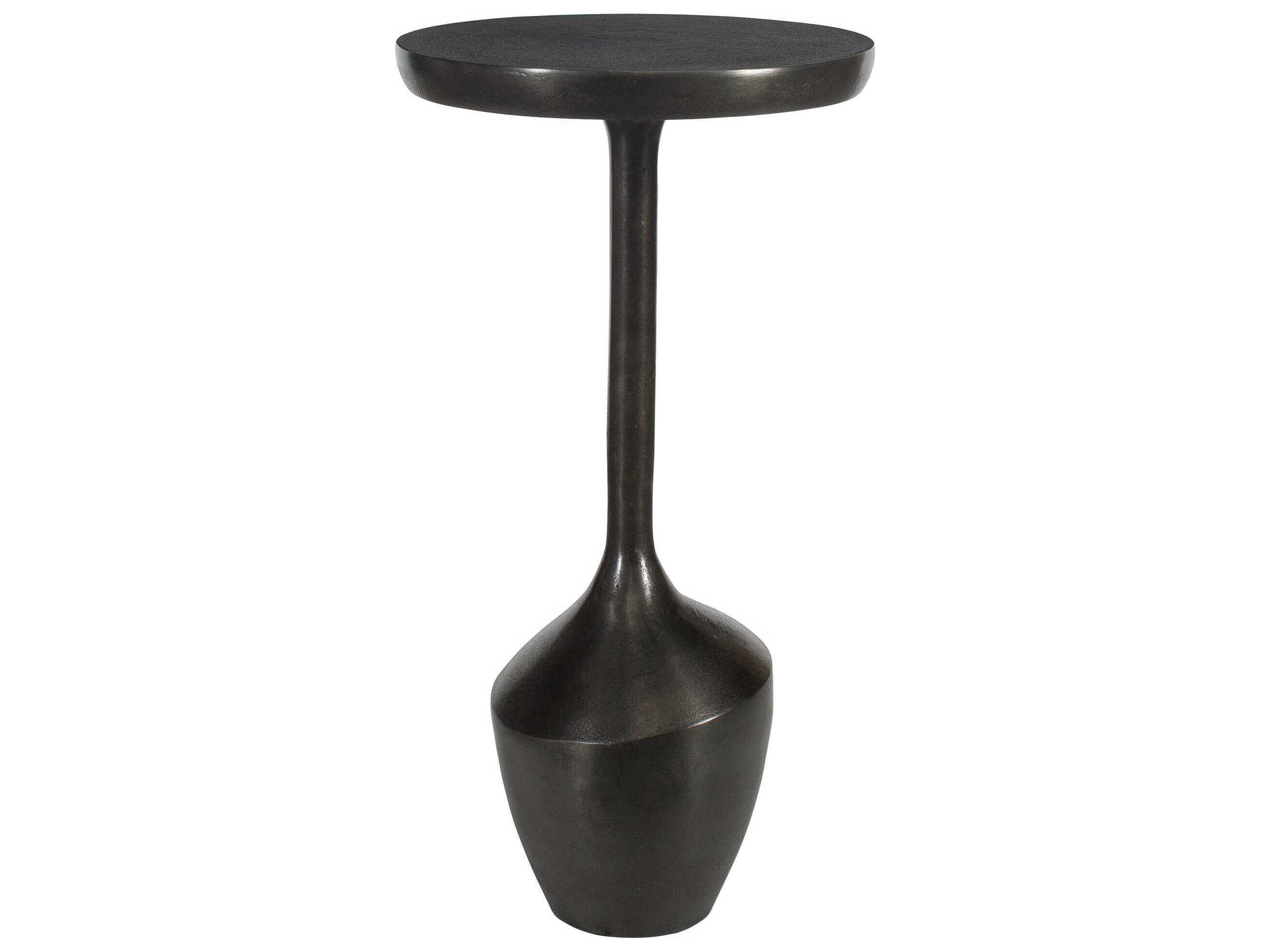 Luxecor Illumination Round Metal Raw Dark Brown End Table