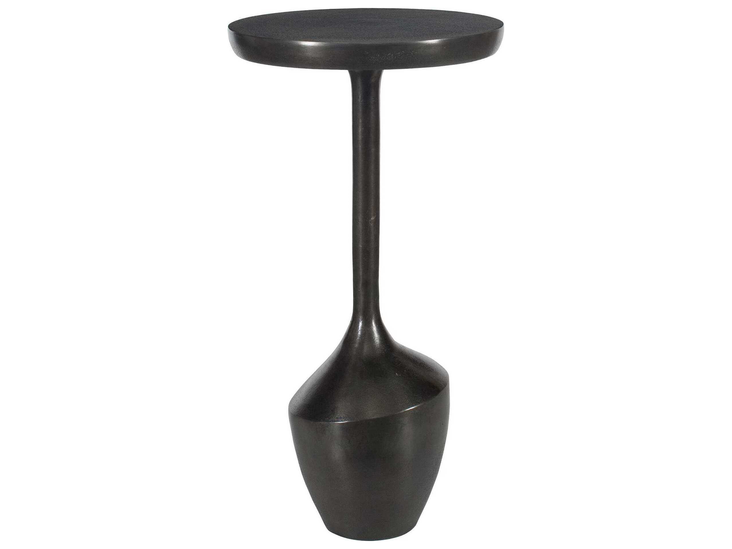 Luxecor Illumination Round Metal Raw Dark Brown End Table