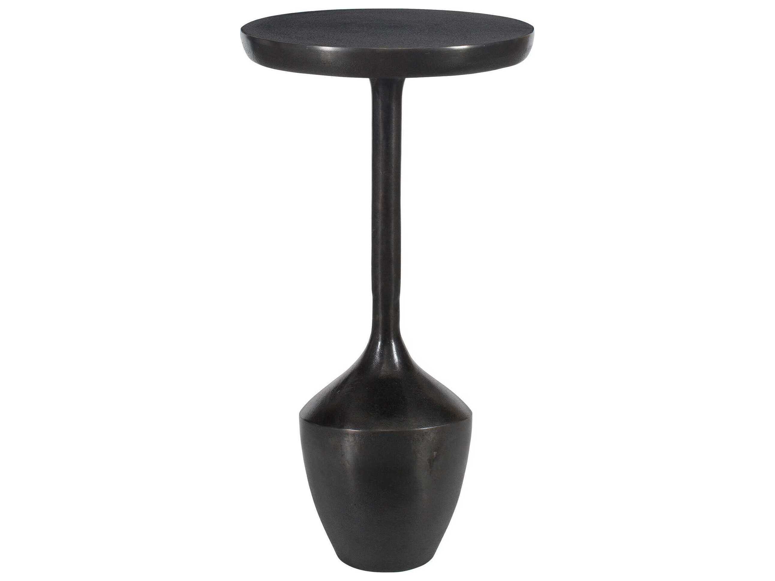 Luxecor Illumination Round Metal Raw Dark Brown End Table
