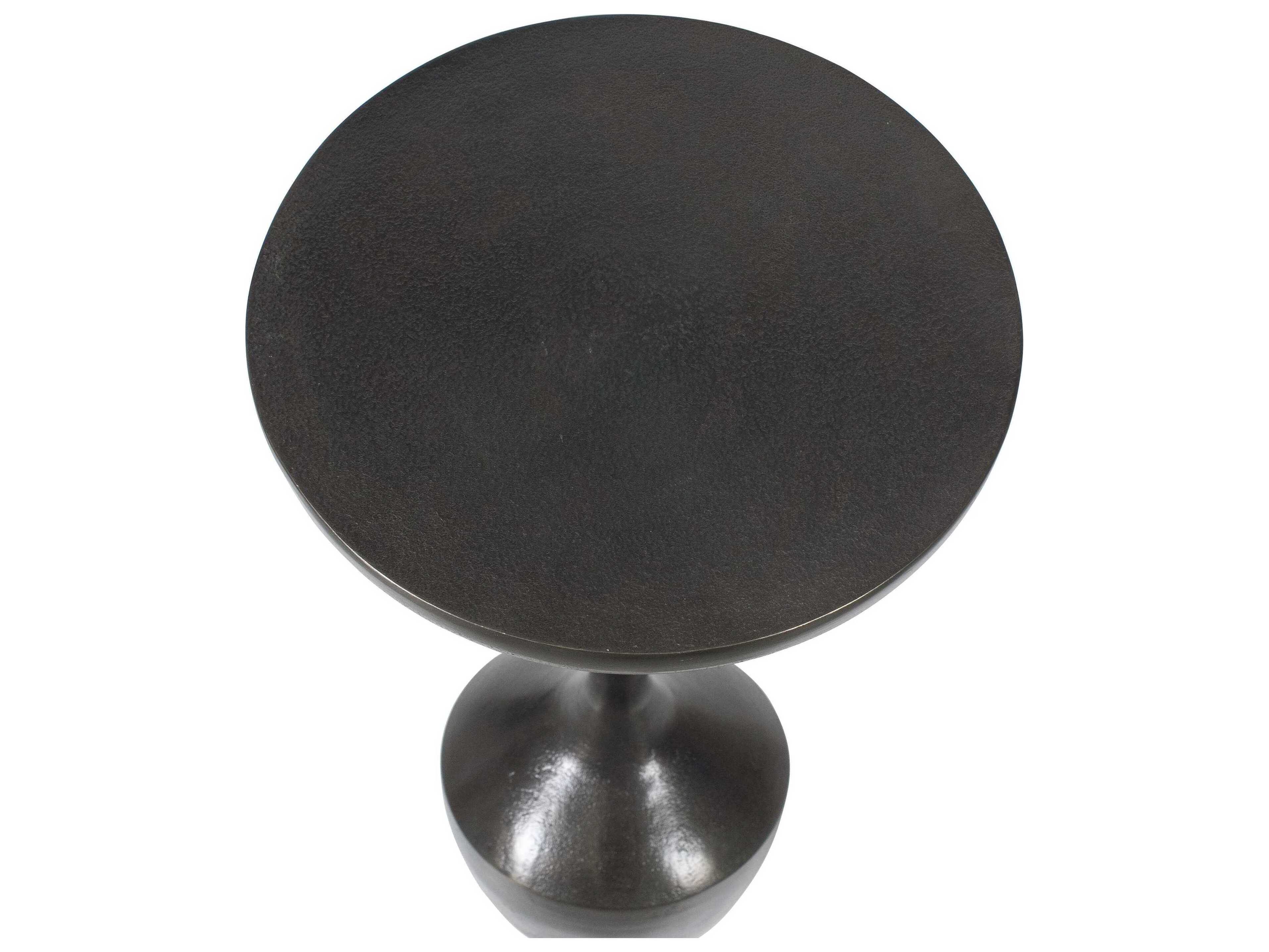 Luxecor Illumination Round Metal Raw Dark Brown End Table